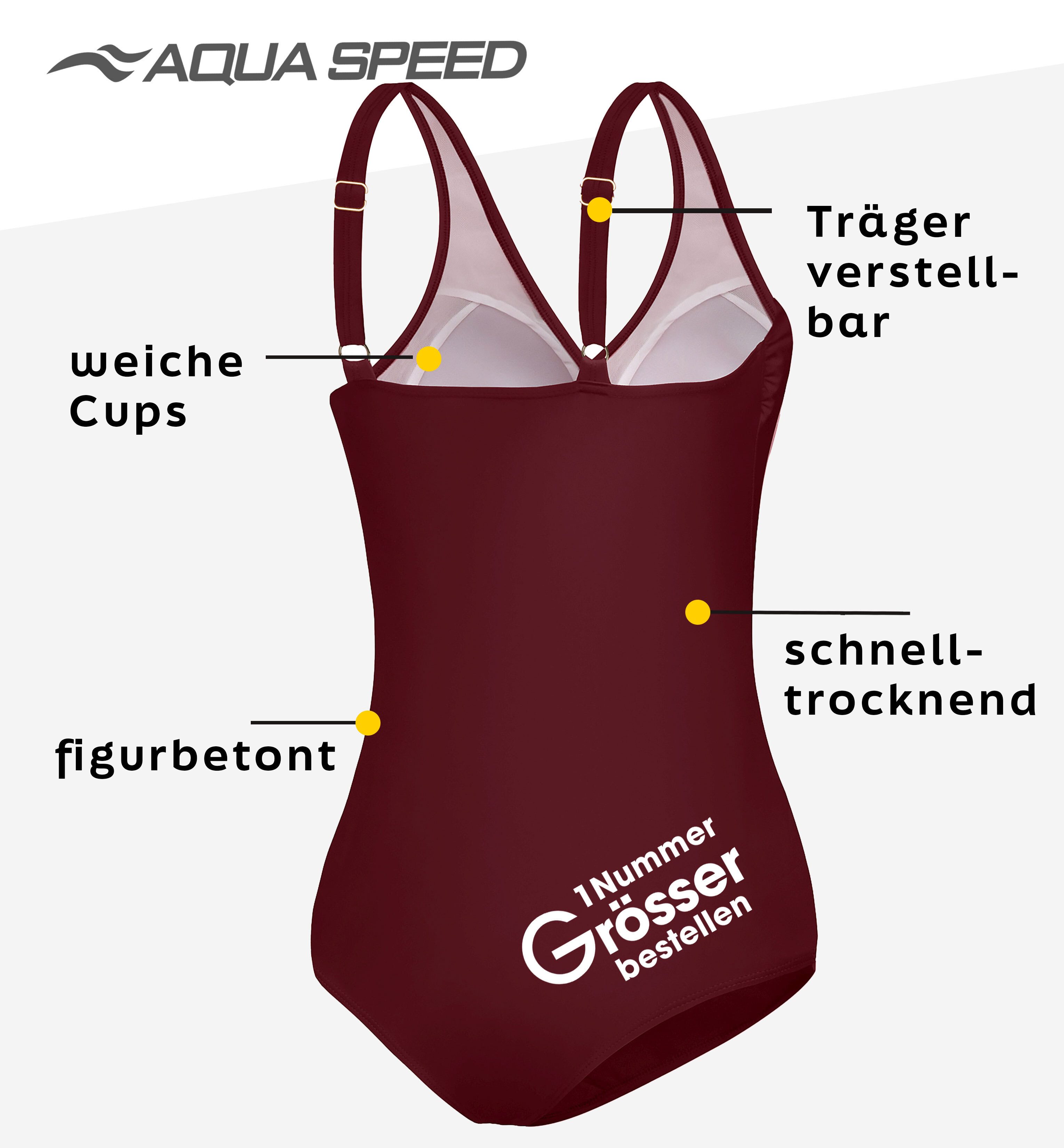 Aqua Speed Schwimmanzug Figur schmeichelnder Andrea Badeanzug mit kl. Handtuch (super bequemer Schwimmanzug)
