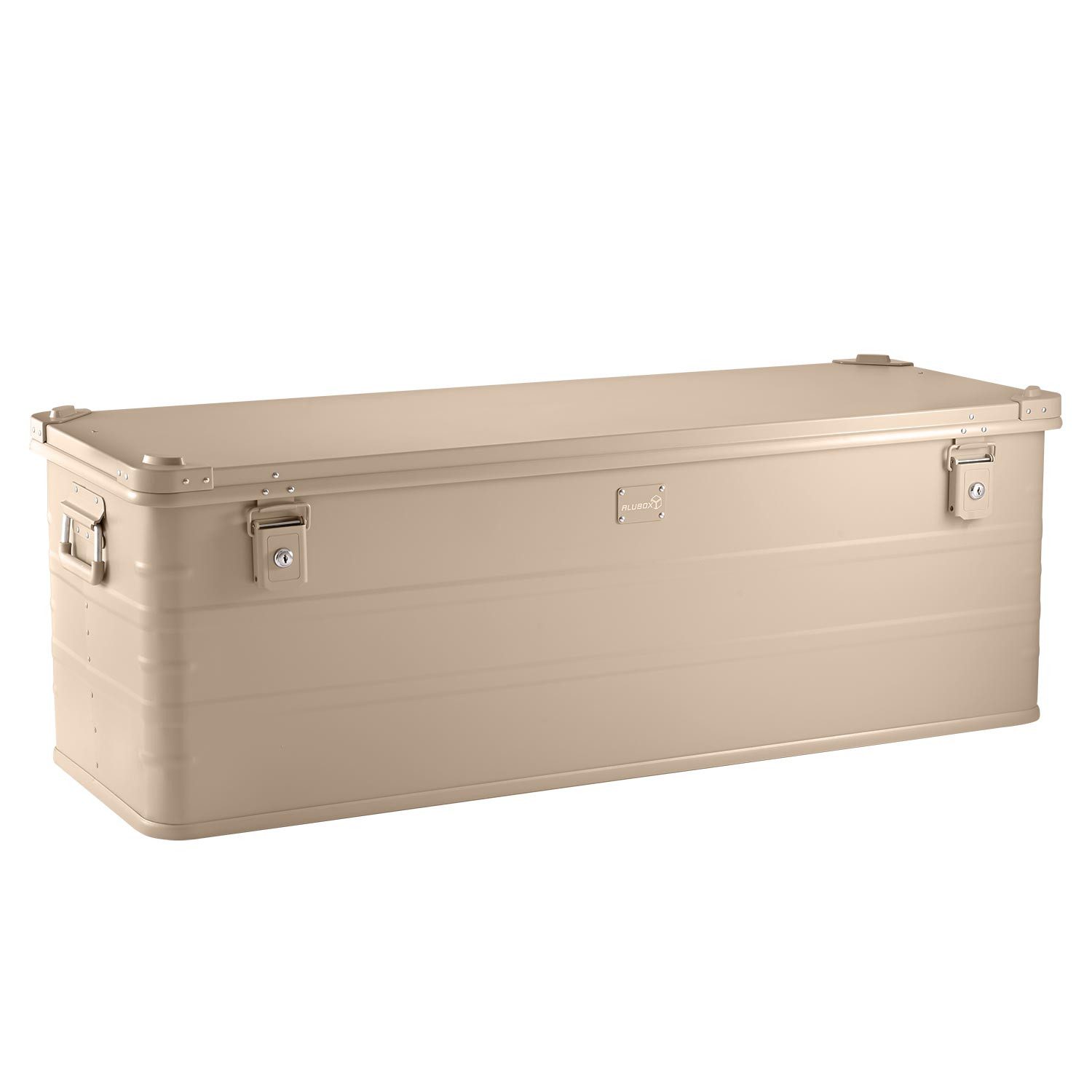 ALUBOX Kiste pulverbeschichtete Transportkiste 159 Liter (117 x 43 x 40 cm), leicht und formbeständig - umlaufende Gummidichtung
