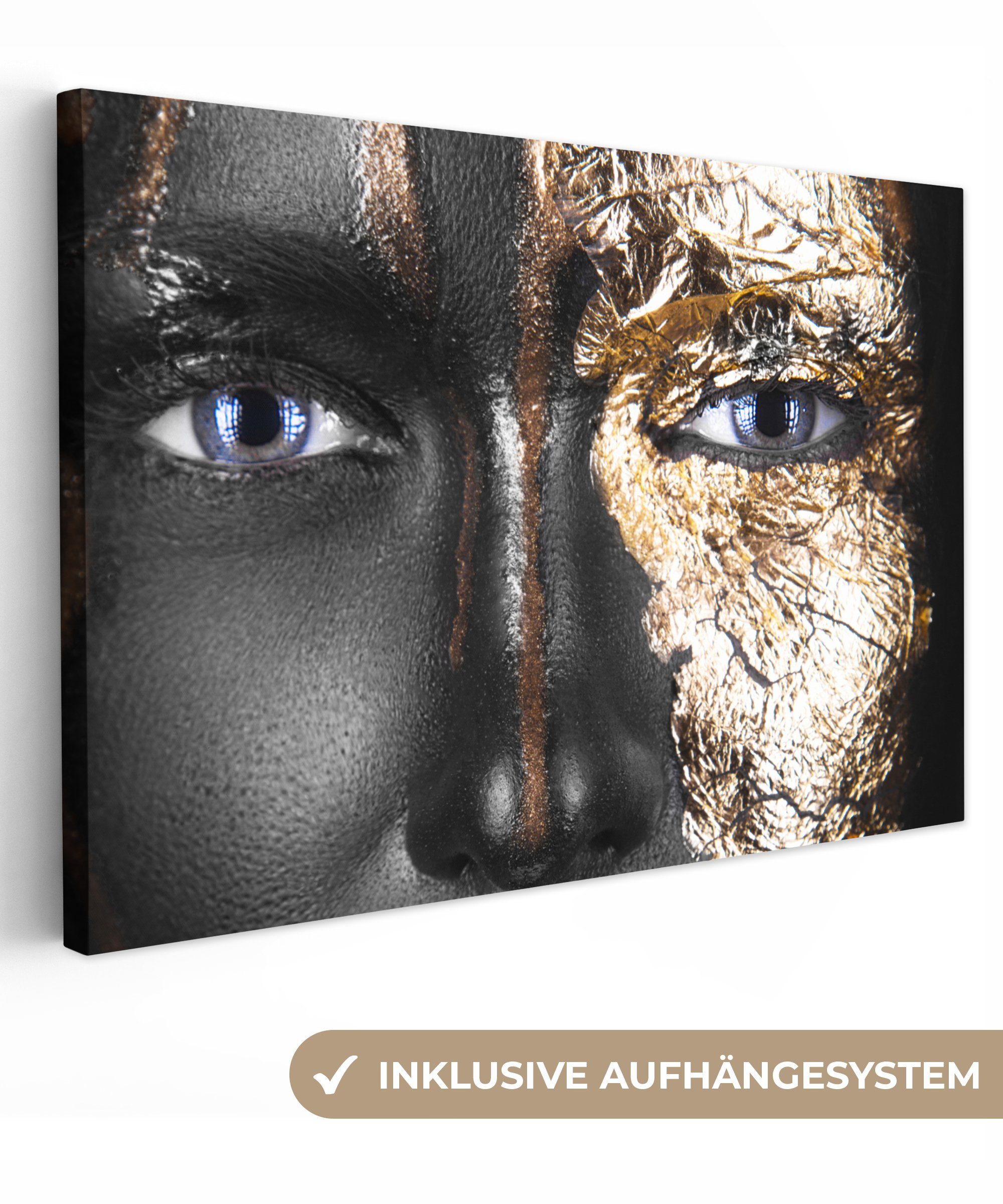 OneMillionCanvasses® Leinwandbild Frau - Blattgold - günstig online kaufen