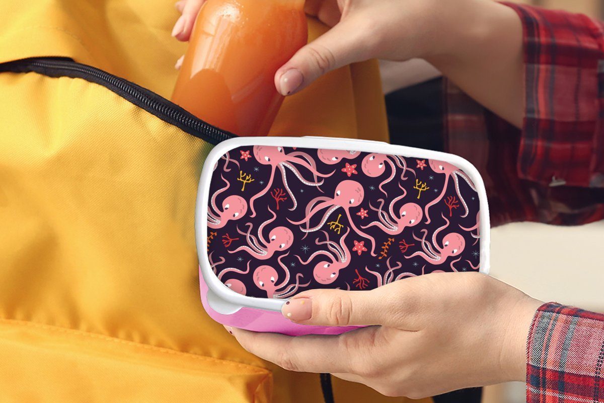 Mädchen, Brotbox Erwachsene, rosa Brotdose Baby Snackbox, Kunststoff, Lunchbox (2-tlg), - für Oktopus - Kunststoff MuchoWow Entwurf, Kinder,
