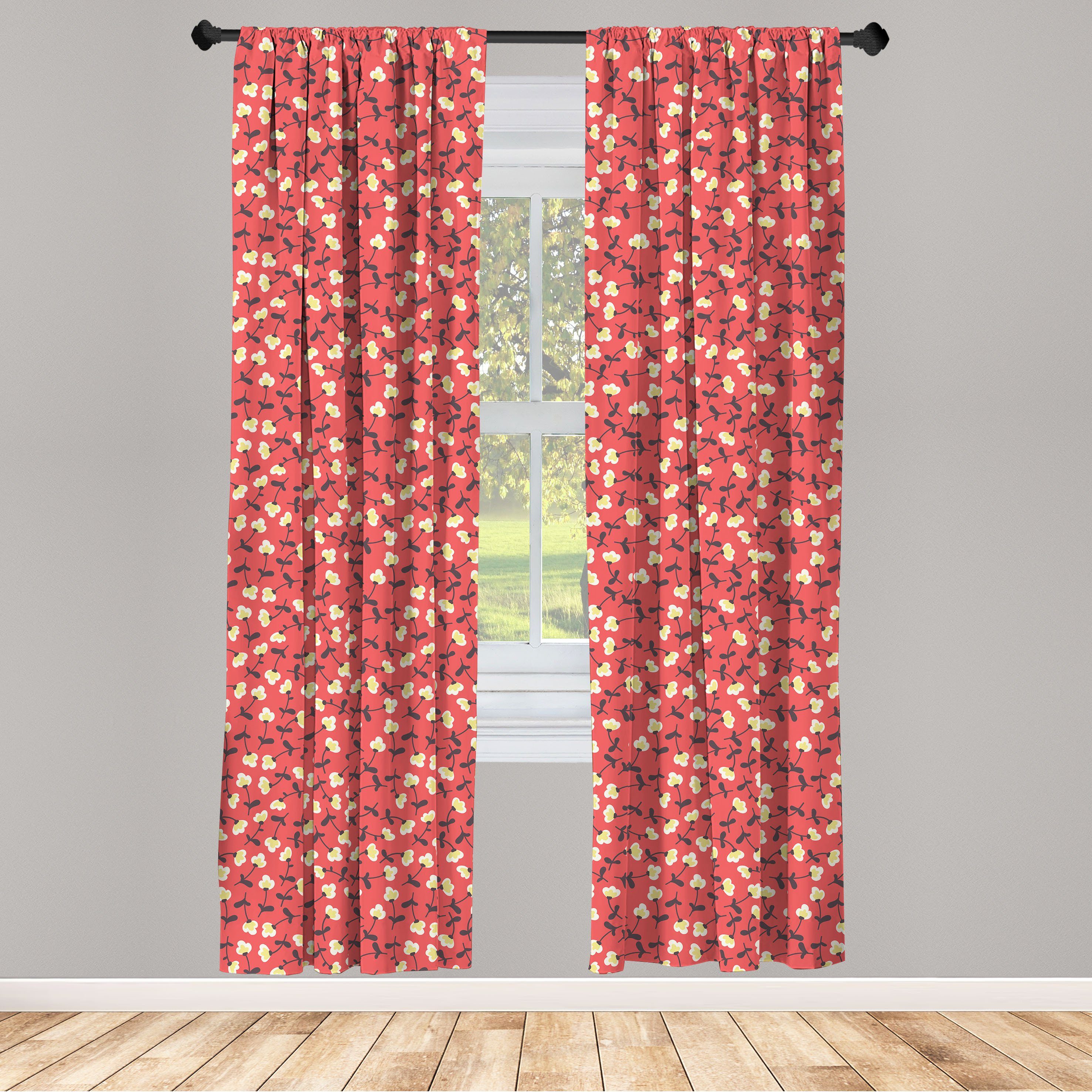 Gardine Vorhang für Wohnzimmer Schlafzimmer Dekor, Abakuhaus, Microfaser, Blume Floral Spring Theme
