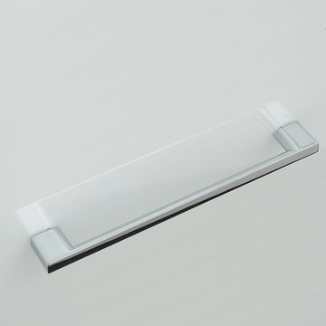 Lomadox Schreibtisch MONTERO-01, Büromöbel Set mit weißen Glasfronten Design mit Glasplatte