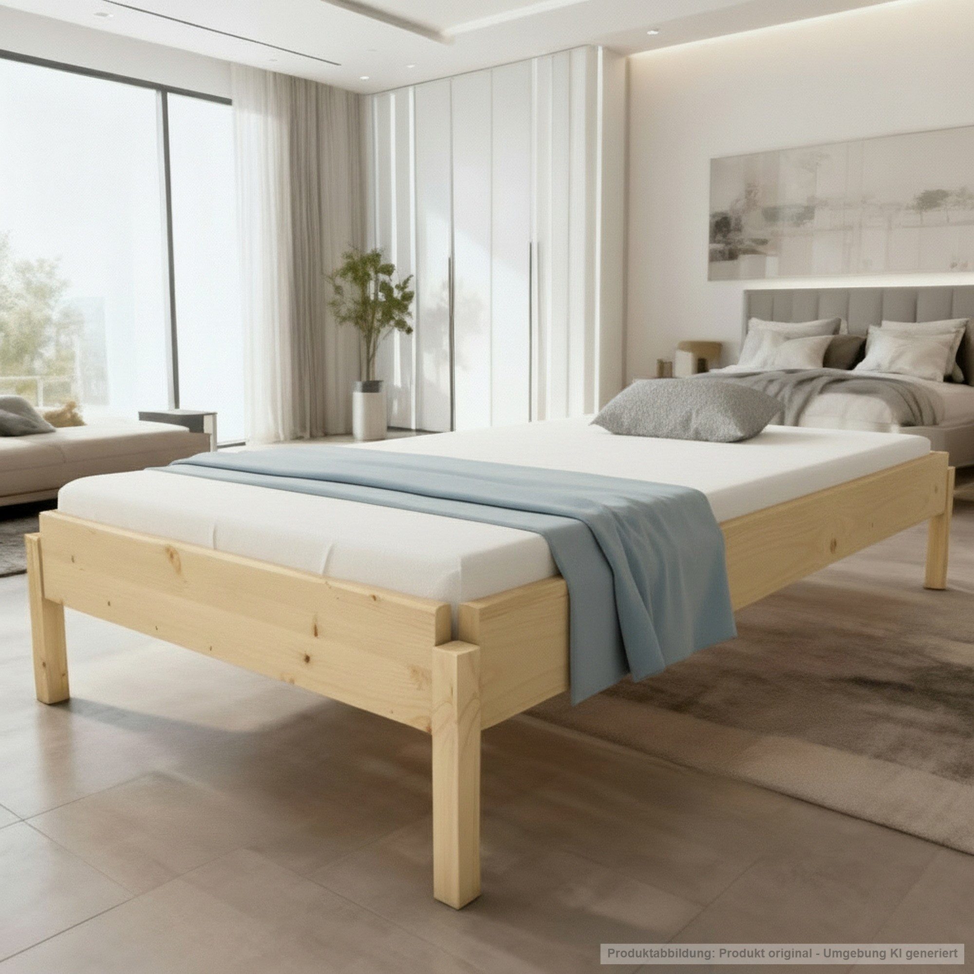 TUGA-Holztech Massivholzbett Stapelbett 70 x 140 cm 24 cm Fichte Holzbett Gästebett Vollholzbett, Breite 70 80 90 100 120 Länge 140 160 190 200 210 220 H=24/34/44 cm
