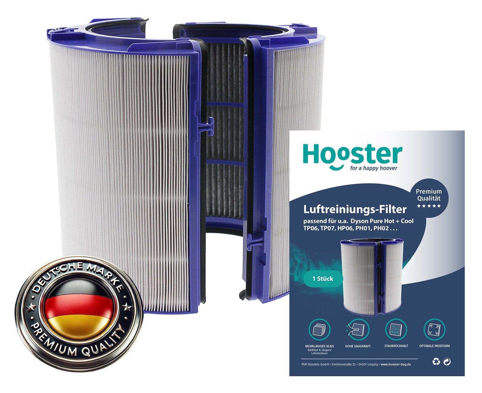 Hooster Luftfilter 1 Filter passend für Dyson Luftreiniger PH01 PH02 Pure Humidify, + Cool und TP06 HP06 Pure Hot + Cool Cryptomic