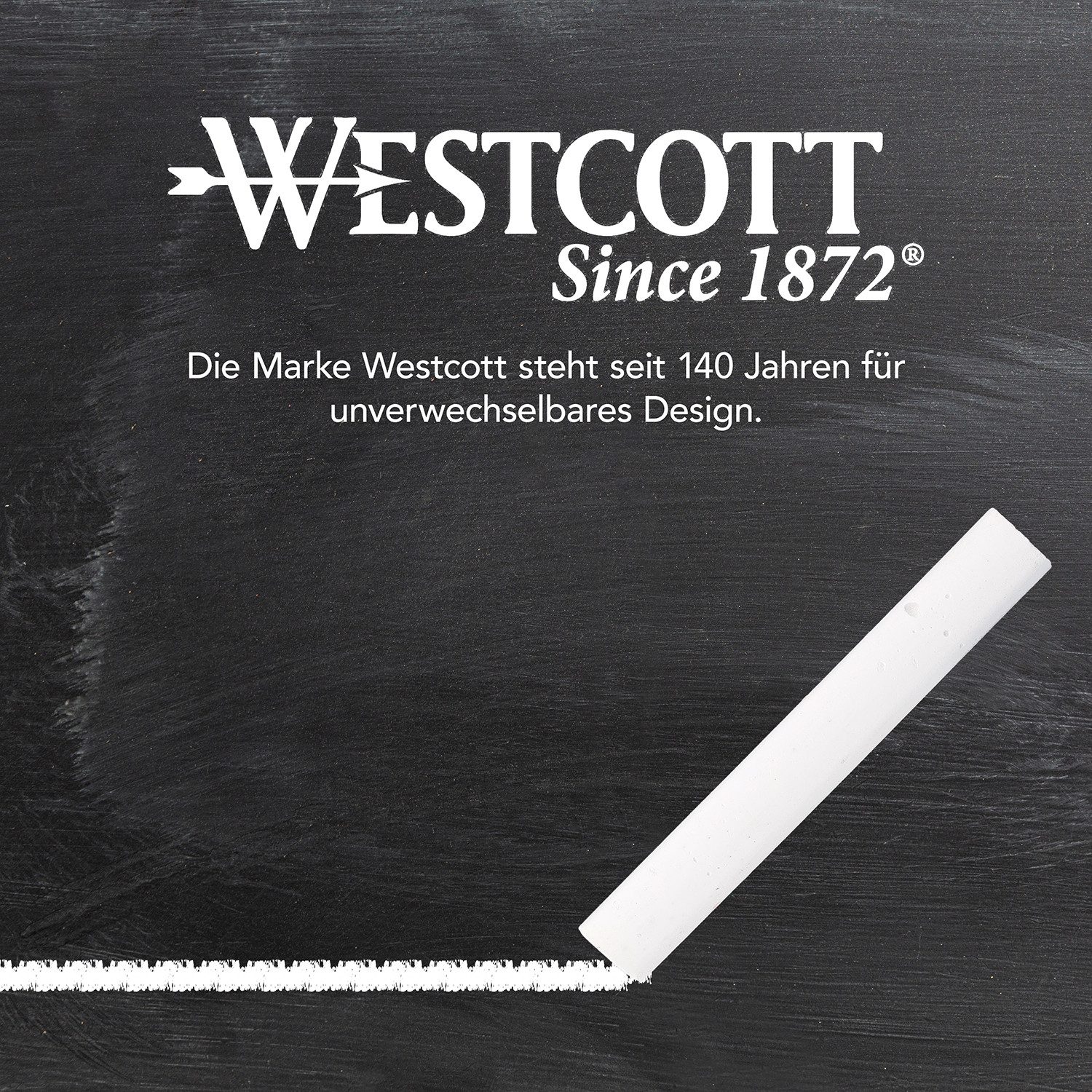 WESTCOTT Malkreide Kreide 100 Stück Weiss, Vorteilspack Tafelkreide 1,2cm ⌀, (Vorteilspack, 100-tlg), staubarm & leicht abwischbar – Bild 5 von 5