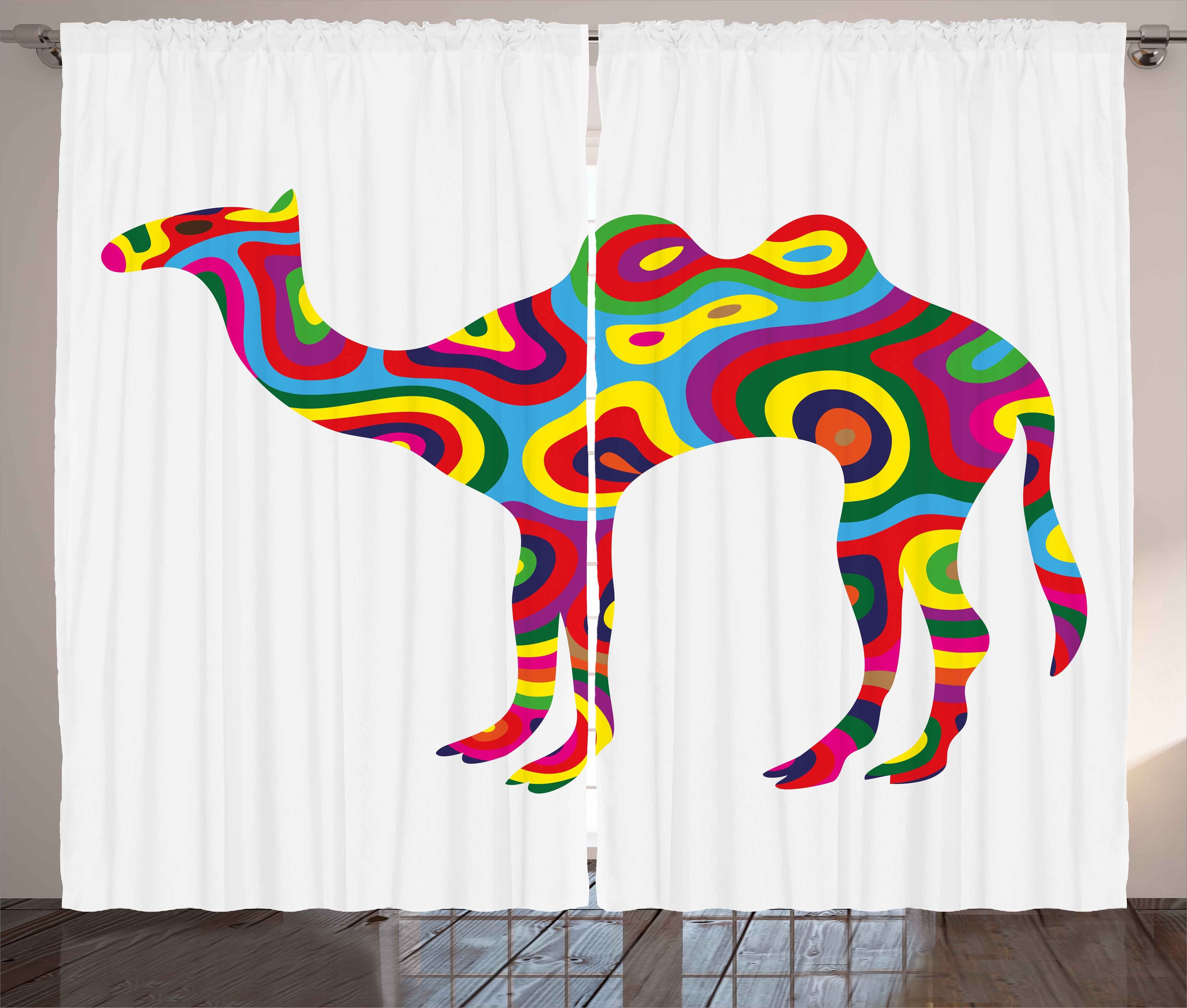 Gardine Schlafzimmer Kräuselband Vorhang mit Schlaufen und Haken, Abakuhaus, trippy Abstrakt Kamel