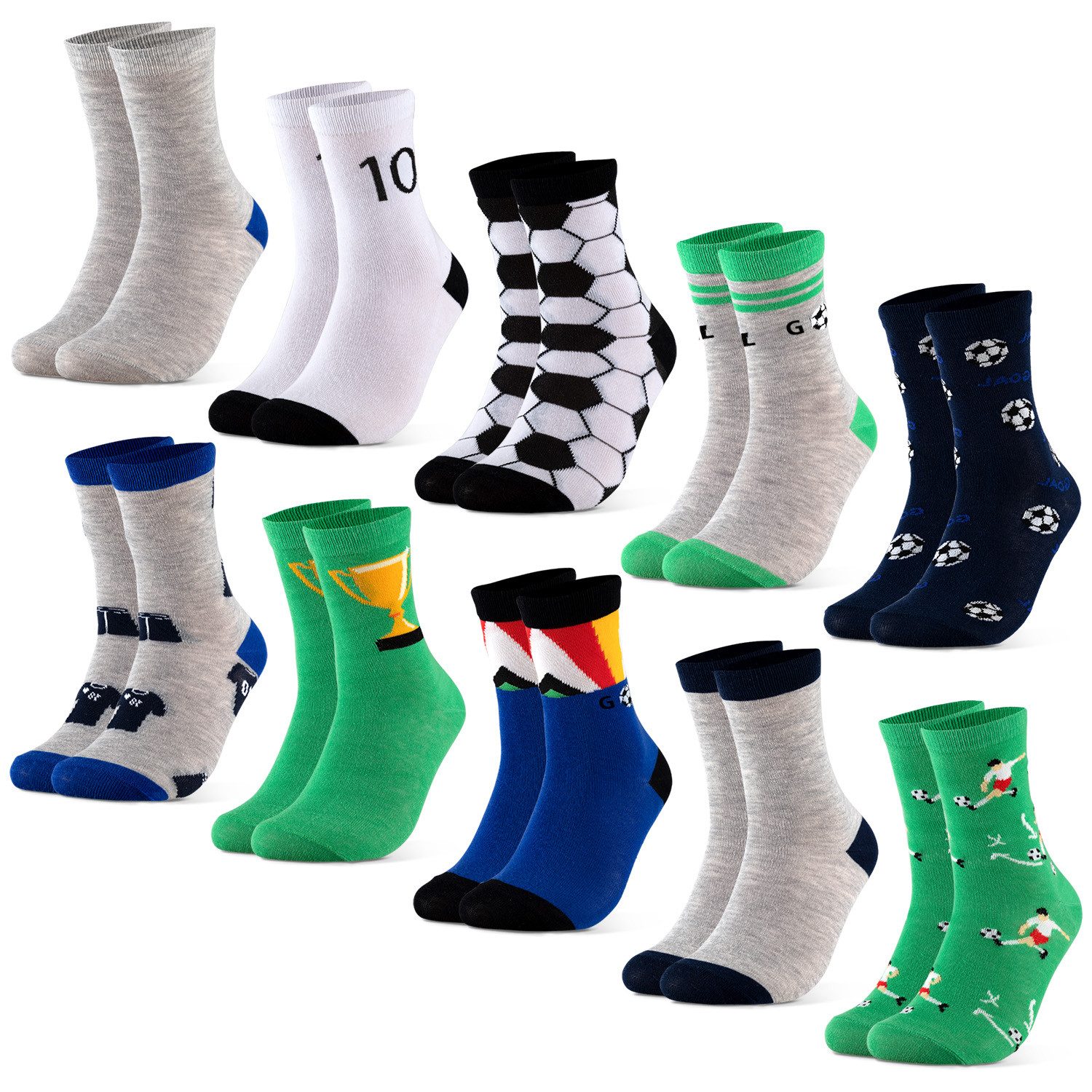 OCCULTO Freizeitsocken Jungen & Mädchen Motiv Socken 10er Pack (Modell: Fantasia) (10-Paar)
