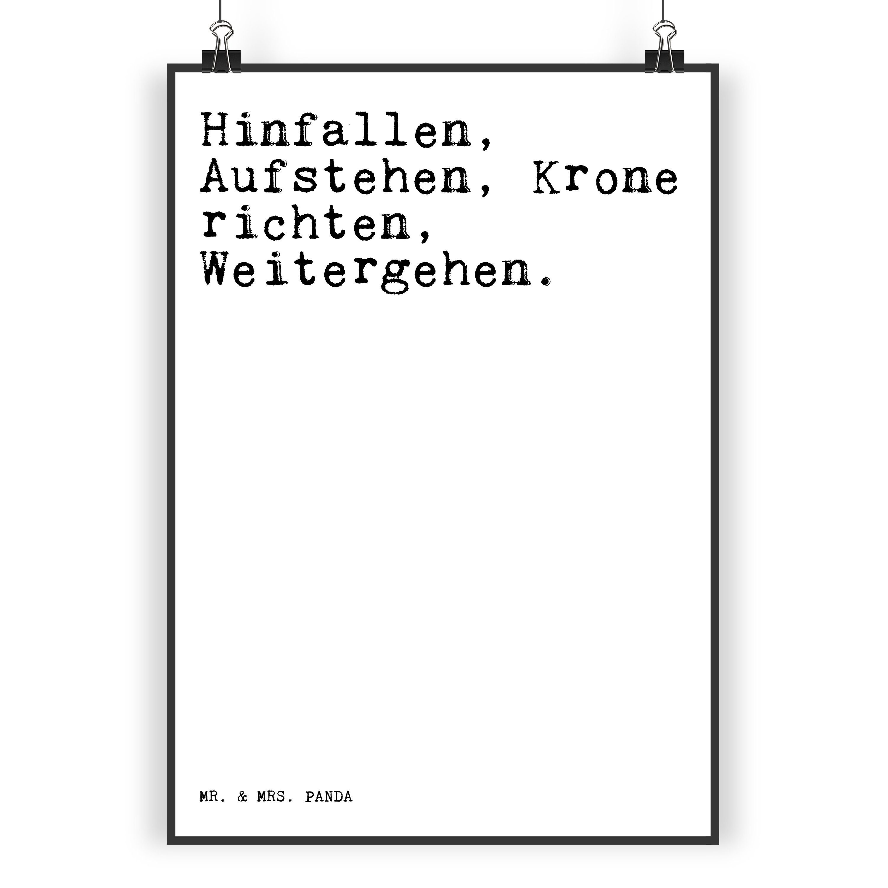 Mr. & Mrs. Panda Poster »Hinfallen, Aufstehen, Krone richten,... Weiß