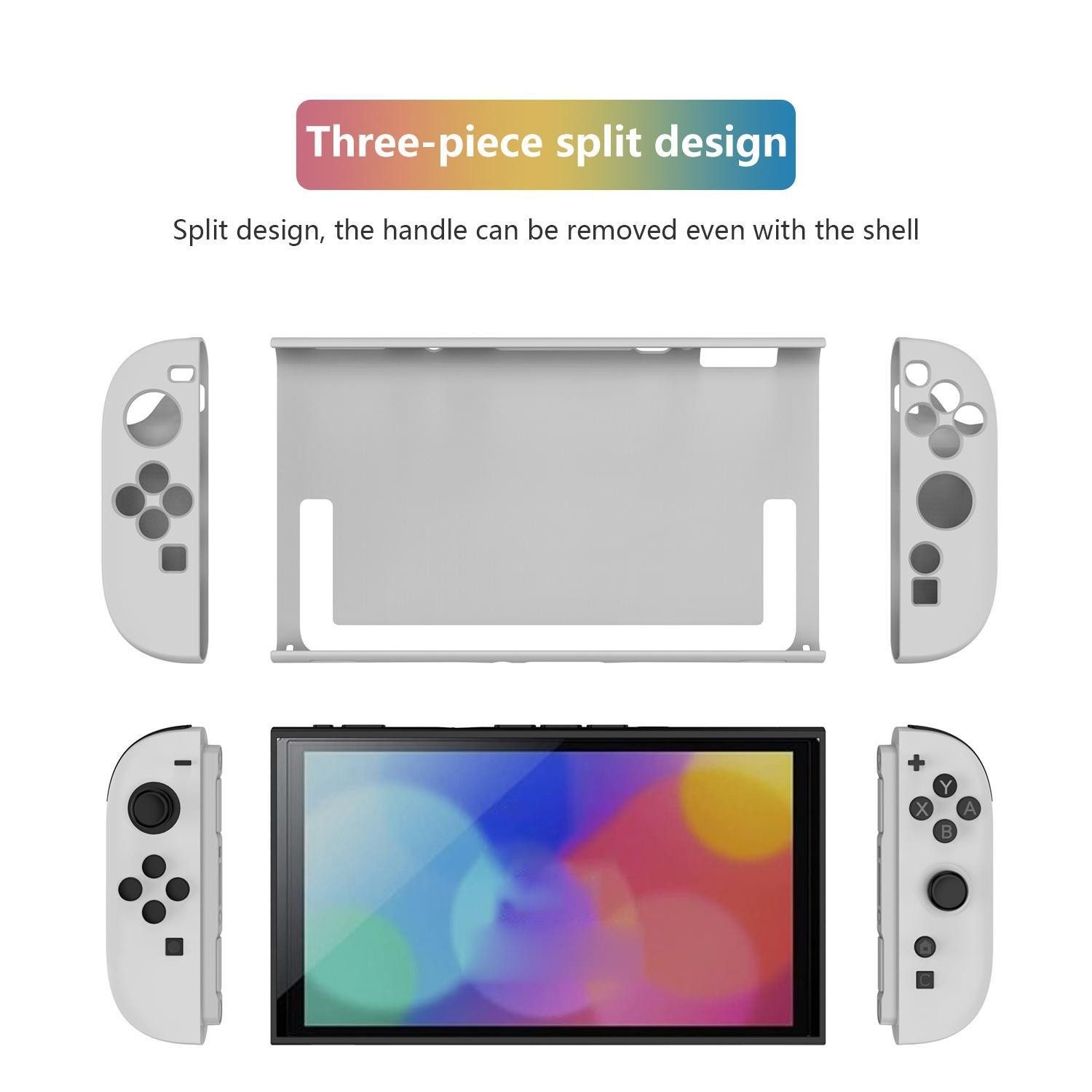 Wigento Handyhülle Für Nintendo Switch 2 Abnehmbare X-Design Hülle mit Halterung Weiß, Abnehmbare X-Design Hülle mit Halterung und Griffzone