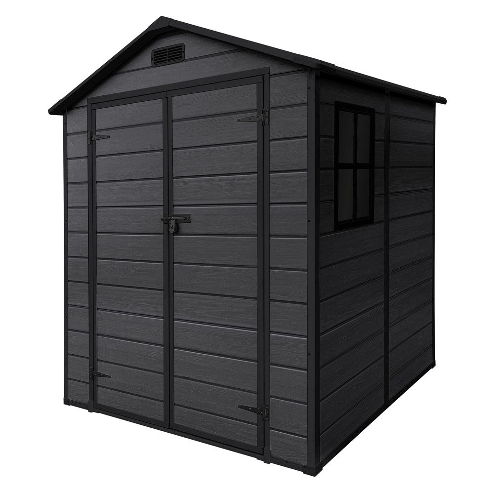 ECD Germany Gartenhaus Gerätehaus Geräteschuppen Gartenschuppen mit Fenster und Doppeltüren, BxT: 182x151 cm, 5 m³ wetterfest Kunststoff mit Boden & Satteldach 151x182x220 cm
