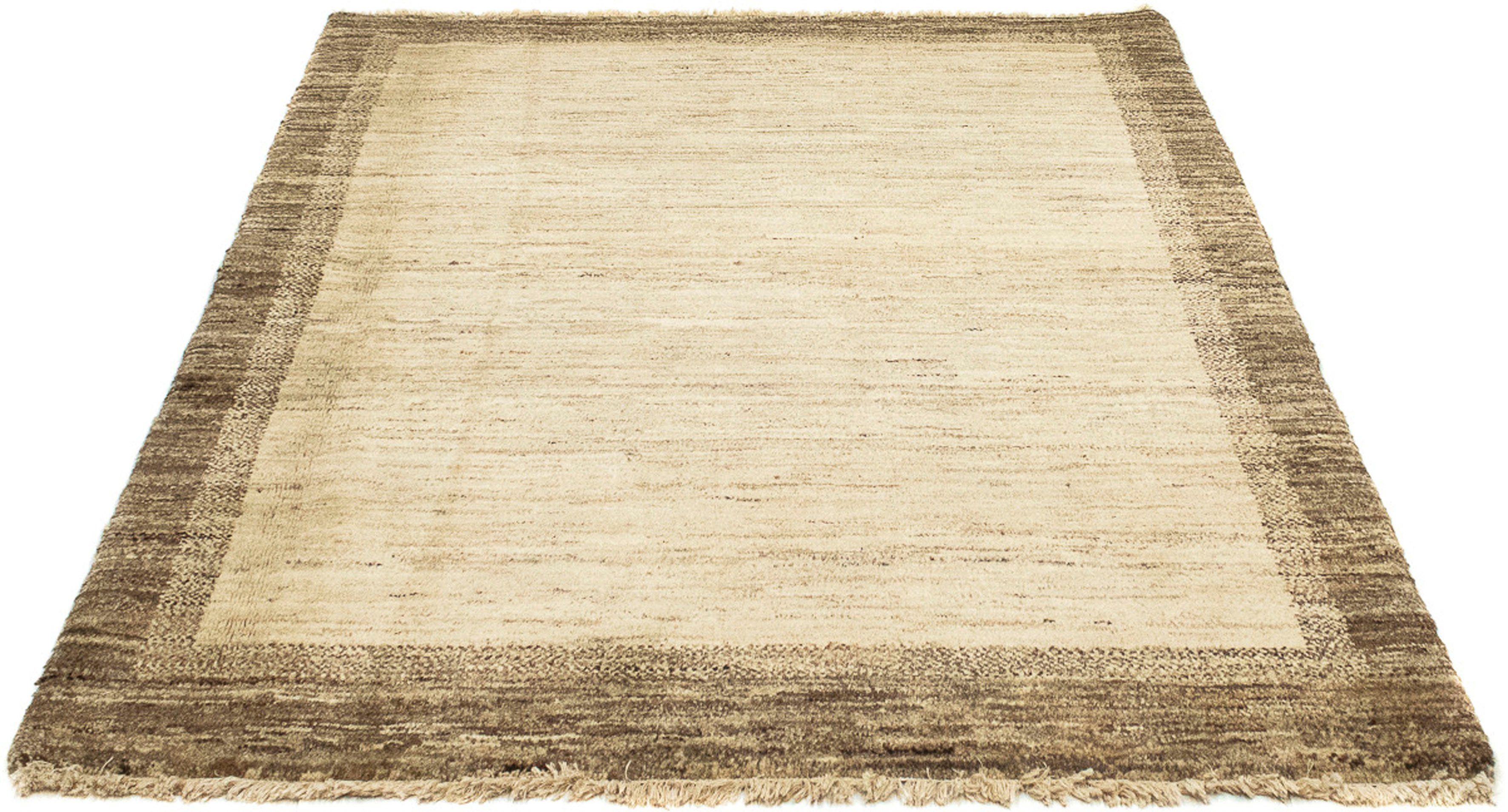 Wollteppich Gabbeh - Indus - 153 x 123 cm - hellbraun, morgenland, rechteckig, Höhe: 18 mm, Wohnzimmer, Handgeknüpft, Einzelstück mit Zertifikat