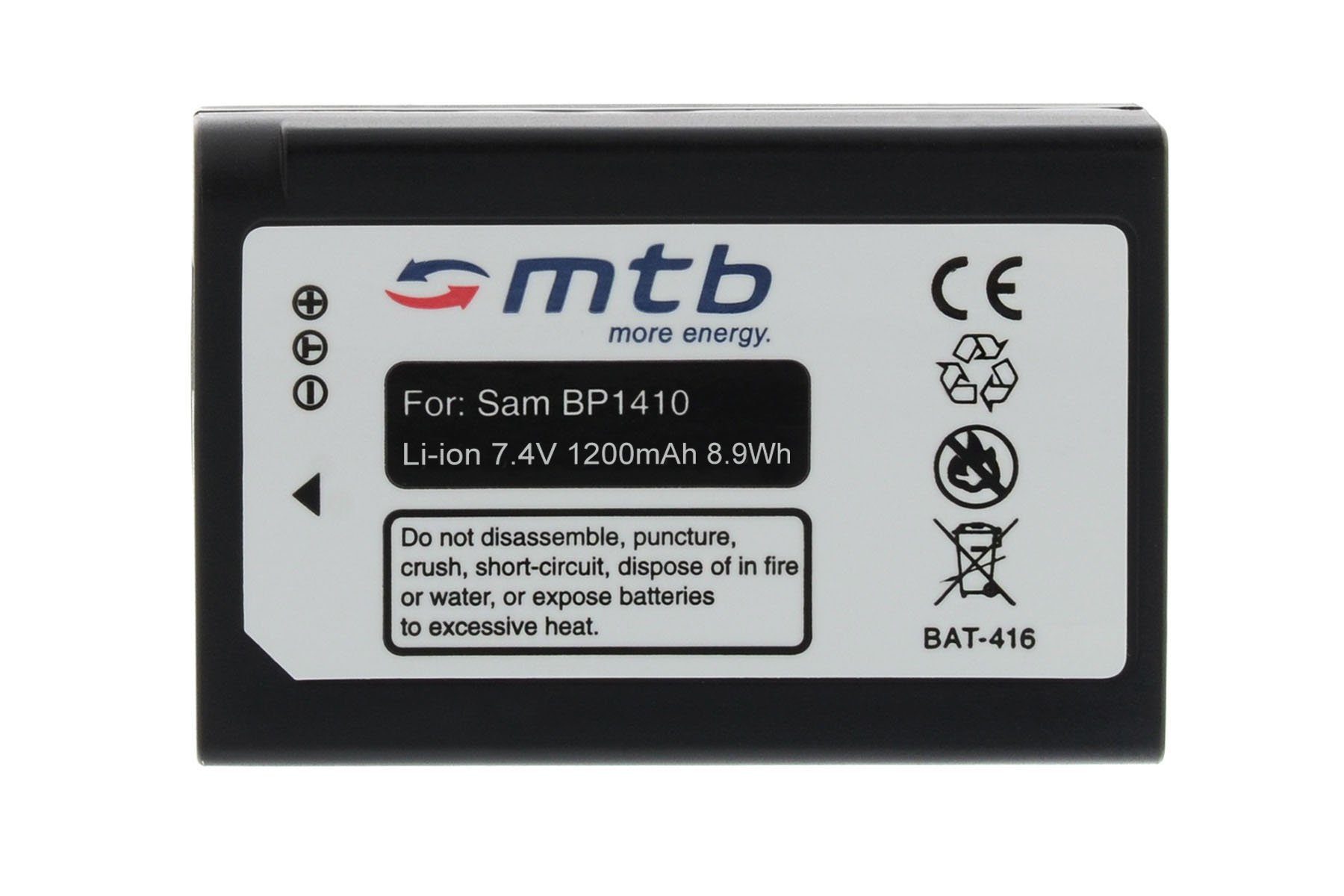 mtb more energy [BAT-416 - für: Akku-Typ 1200 Li-Ion] mAh WB2200F… BP-1410 kompatibel passend V), Samsung Kamera-Akku (7,4 Smart Camera mit NX30, Samsung