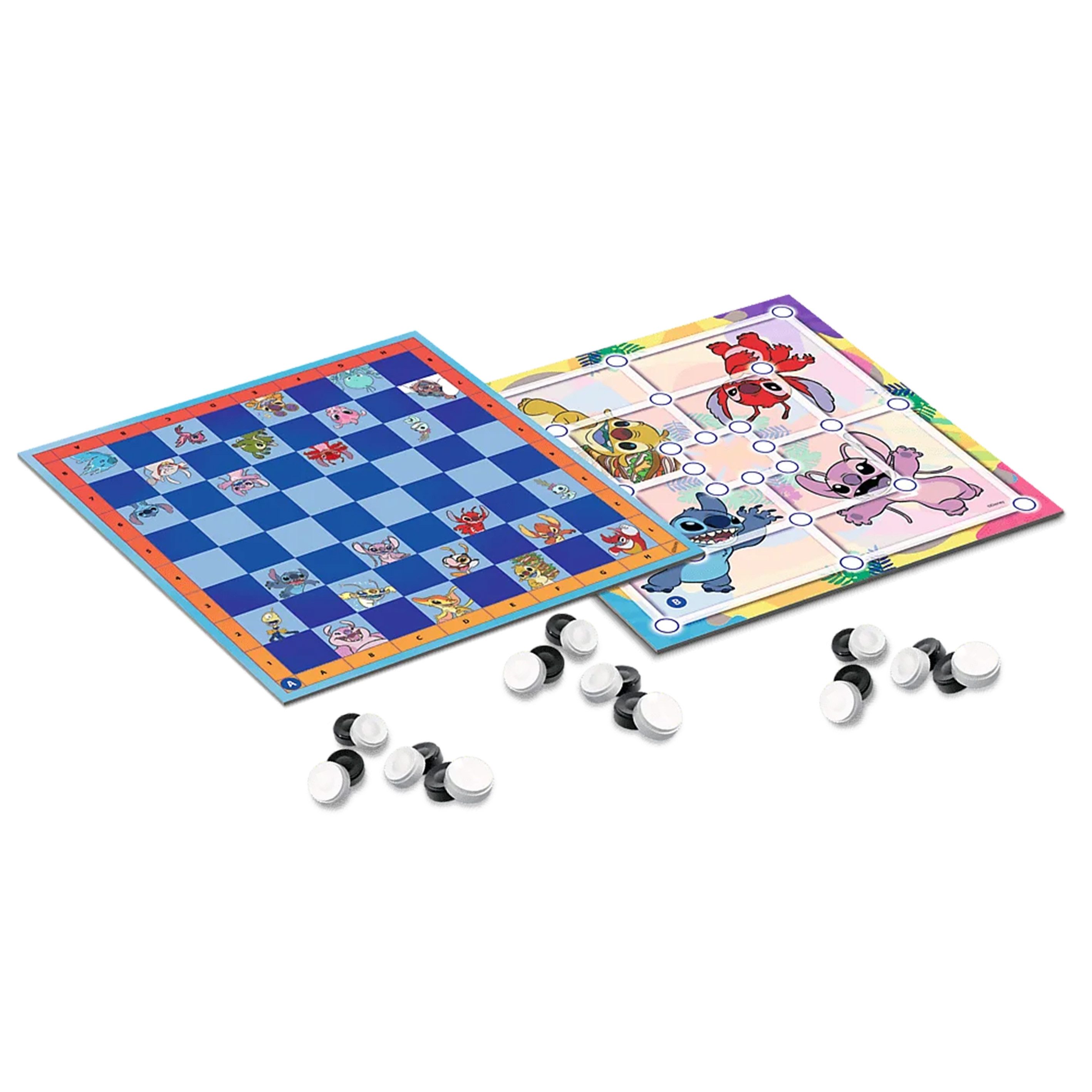 Disney Spielesammlung DISNEY Lilo und Stitch 2in1 Kinder Familienspiel Dame und Mühle, 6+