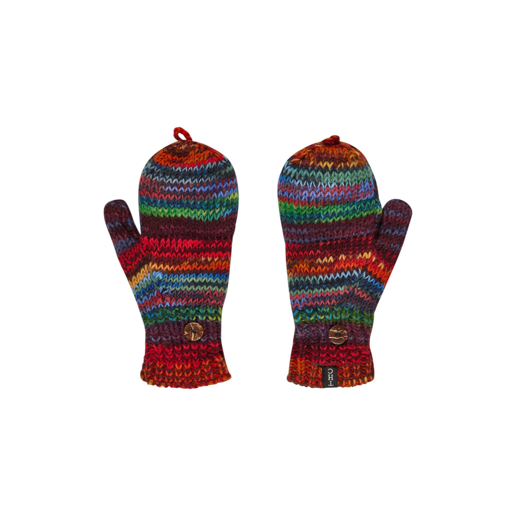 THC Natural Line Strickhandschuhe THC Klapphandschuhe 727 bunt (1 Paar, 1-St., 1 Paar) abklappbare Fingerspitzen