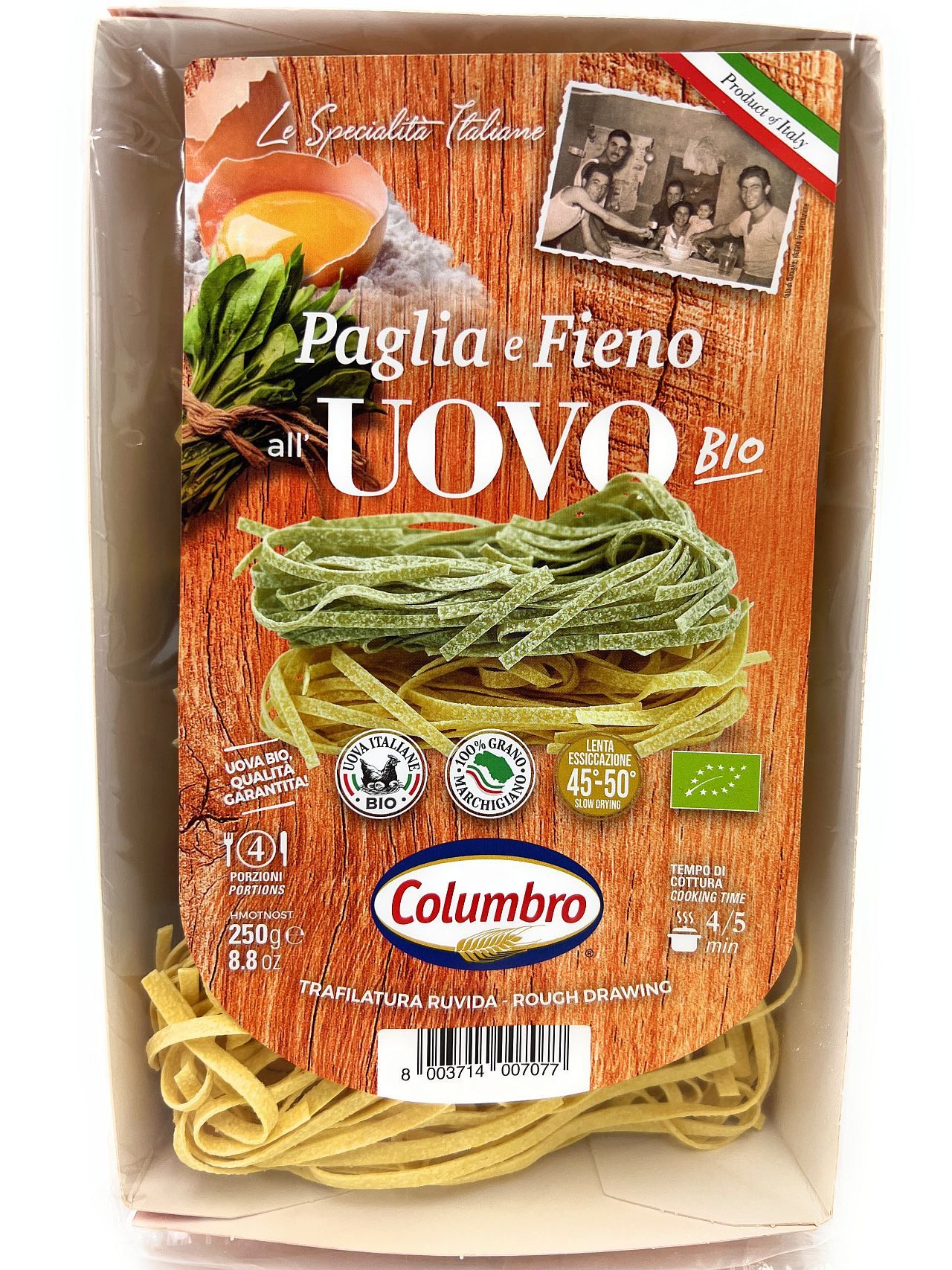 Columbro Nudeln Tagliatelle Paglia Bio Eiernudeln aus Italien 250 g Hartweizengrieß, 1 x 250 g
