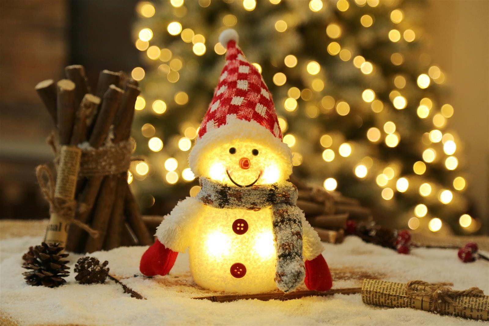 Weihnachten Bambelaa! Figuren Weihnachtsfigur Weihnachten Deko LED Schneemann Beleuchtet "Snowy"