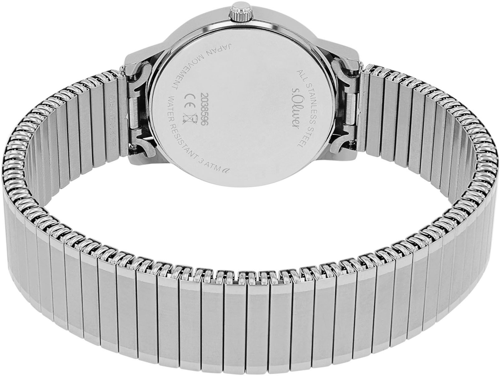 s.Oliver Quarzuhr 2038596, Armbanduhr, Damenuhr, Edelstahlarmband, Flexband günstig online kaufen