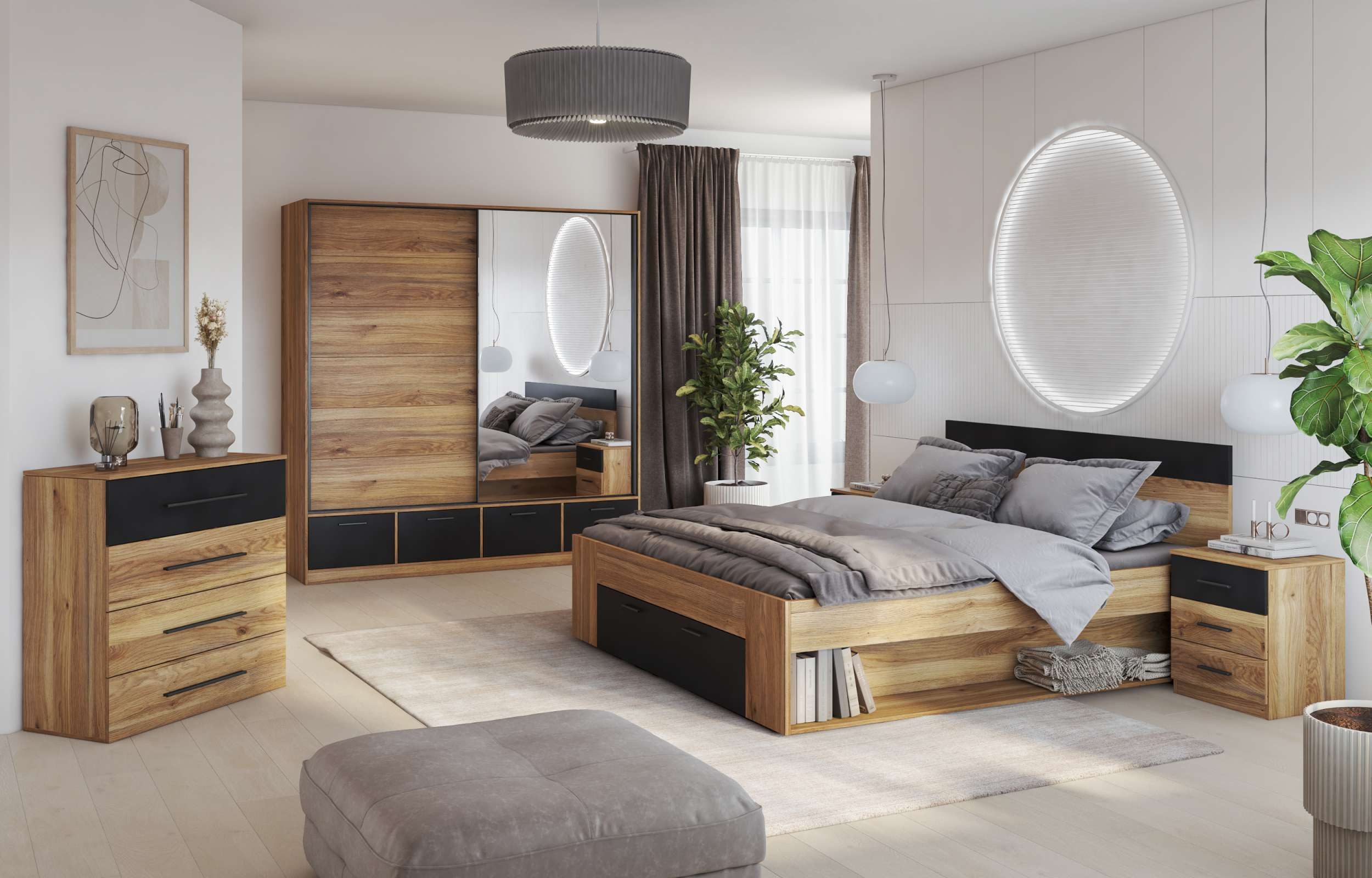 99rooms Schlafzimmer-Set Era, (Set (5-St), Komplett Schlafzimmer), mit viel Stauraum, mit Schubkasten, ohne Matratze & Lattenrost