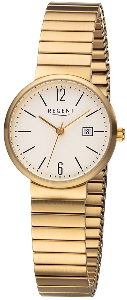 Regent Quarzuhr Regent Damen Analog Uhr F-1203 Metall, Damen Armbanduhr rund, klein (ca. 29mm), Metallarmband | Quarzuhren