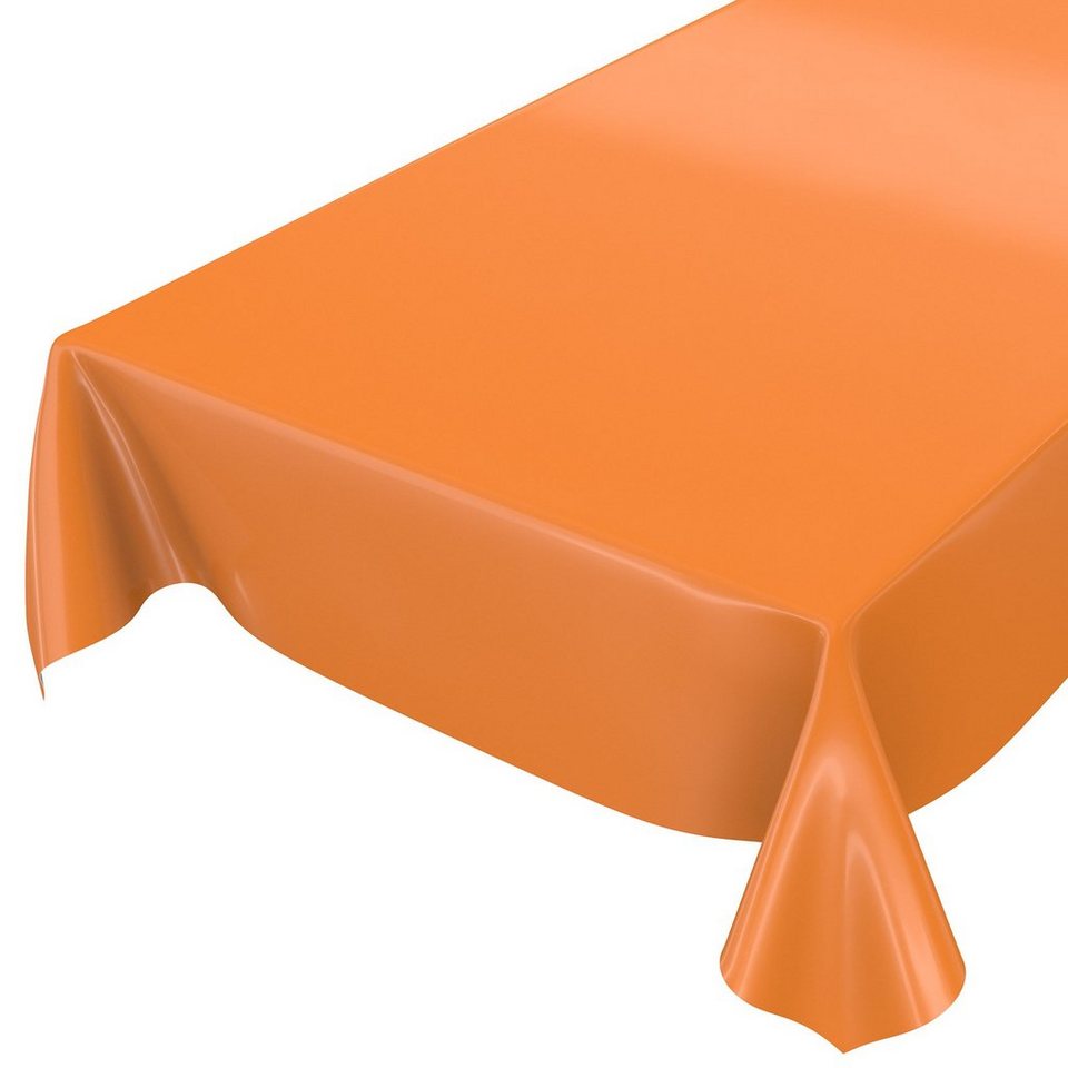 ANRO Tischdecke Tischdecke Uni Orange Einfarbig Glanz abwaschbar Wachstuch  Wachstuchti, Glatt