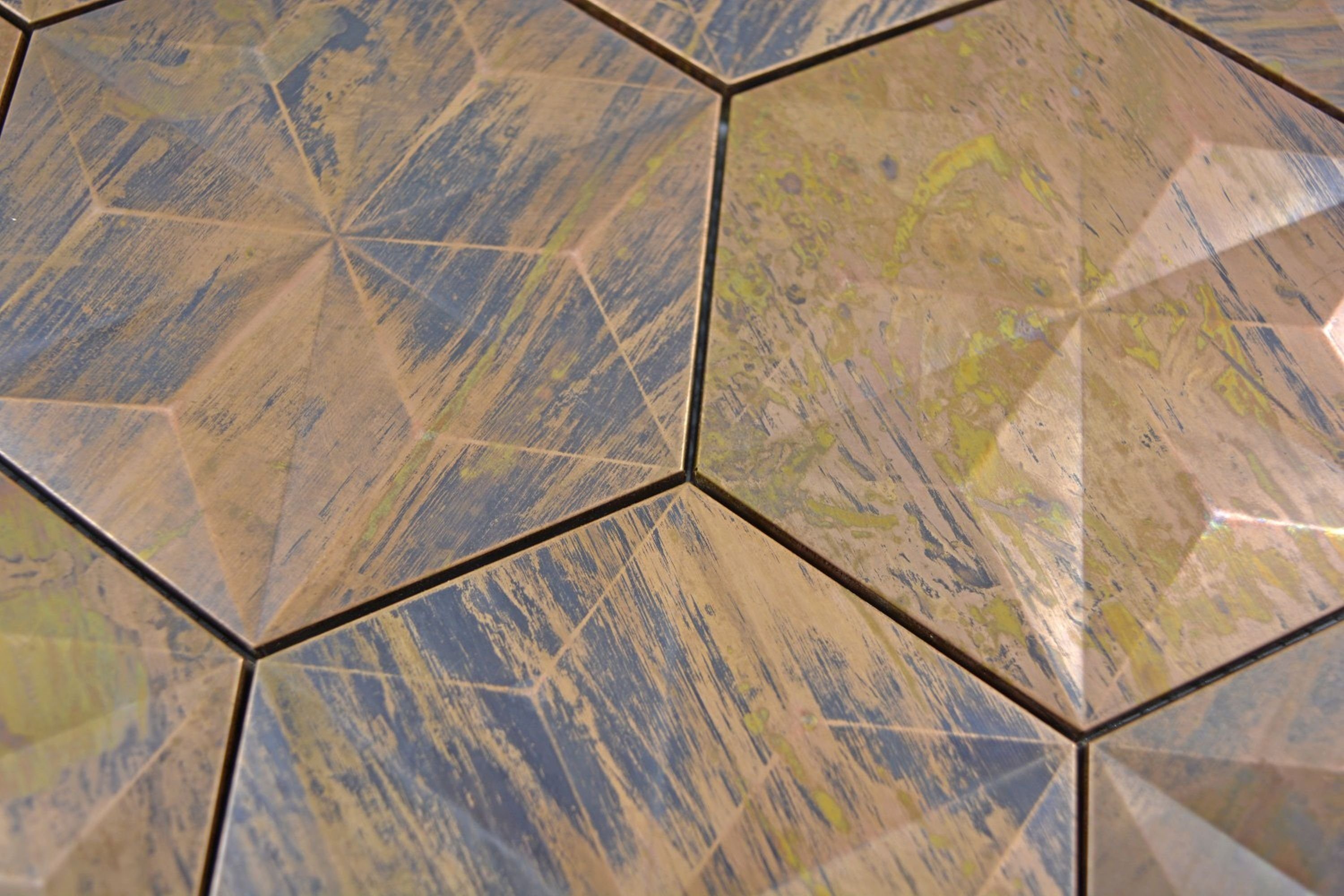 Fliesenspiegel Hexagon 3D Kupfermosaik Küchenrückwand Mosaikfliesen Mosani braun Fliese