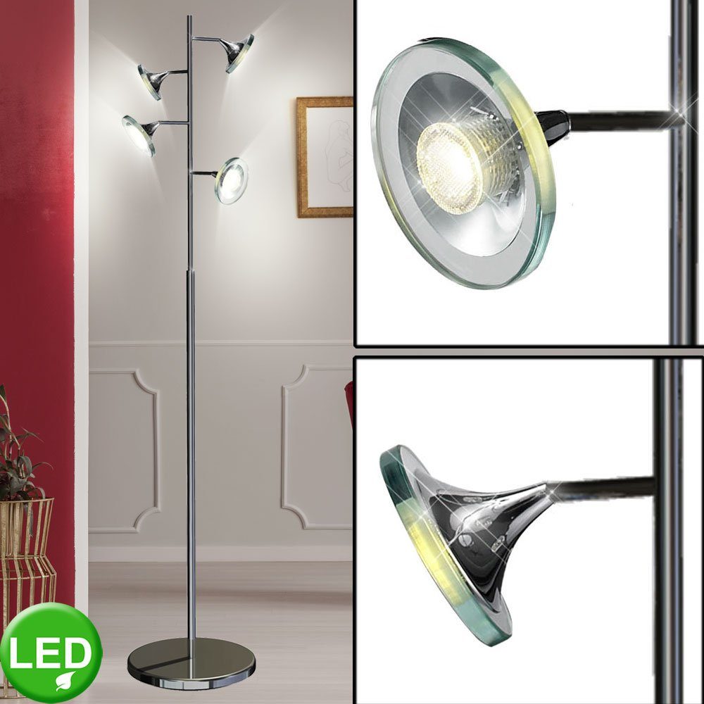 Warmweiß, Leuchtmittel Stehlampe LED LED Stehleuchte 4 inklusive, Wohnzimmer flammig etc-shop Spotleuchte Stehlampe,