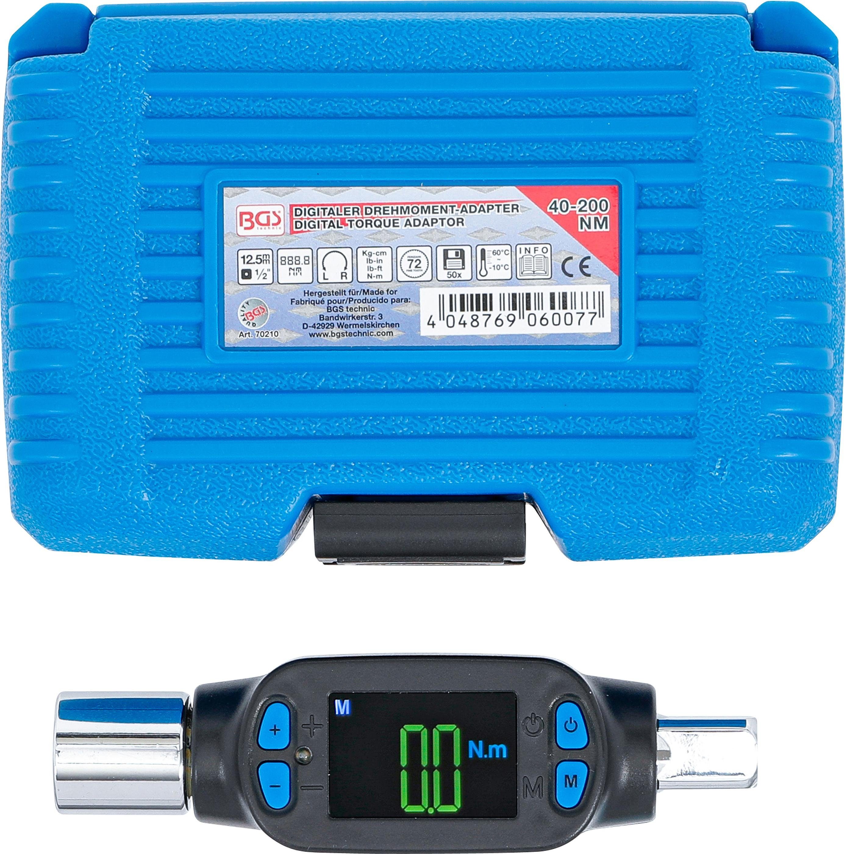 BGS technic Drehmomentschlüssel Digitaler Drehmoment-Adapter, mm 40 - 200 12,5 (1/2), Nm