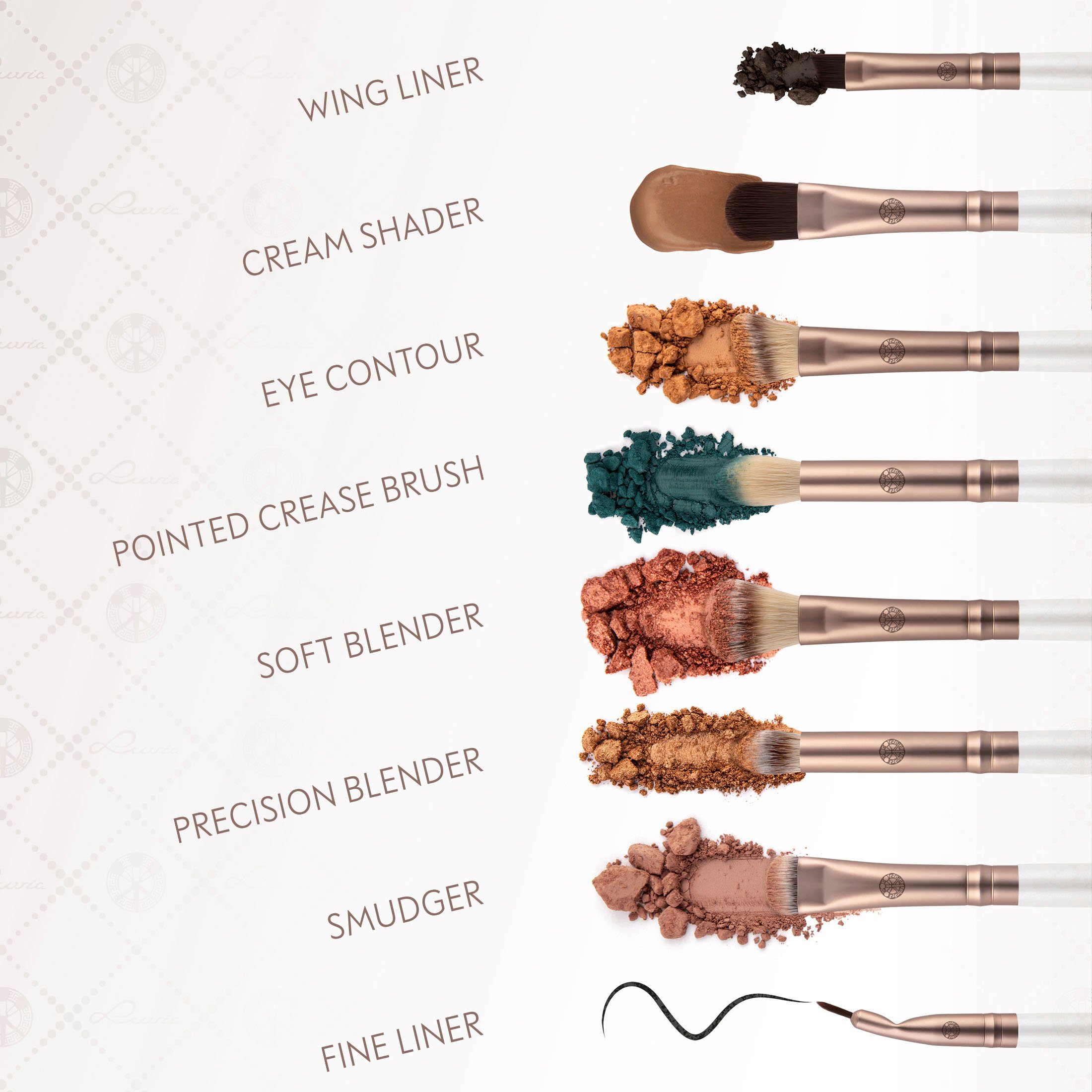 Luvia Cosmetics Kosmetikpinsel-Set ALL EYE WANT, 8 tlg., Nurai-Pinselhaar, vegan und hautfreundlich, verliert keine Haare.
