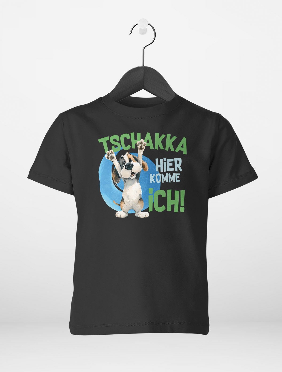 Print-Shirt Kinder T-Shirt Mädchen Aufdruck Hund Spruch lustig Tschakka hier
