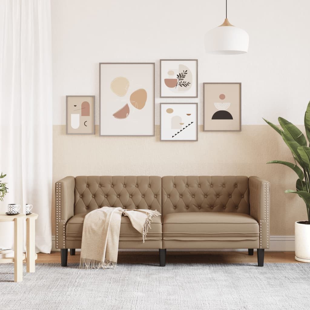 vidaXL Sofa Chesterfield-Sofa 2-Sitzer Cappuccino Kunstleder günstig online kaufen