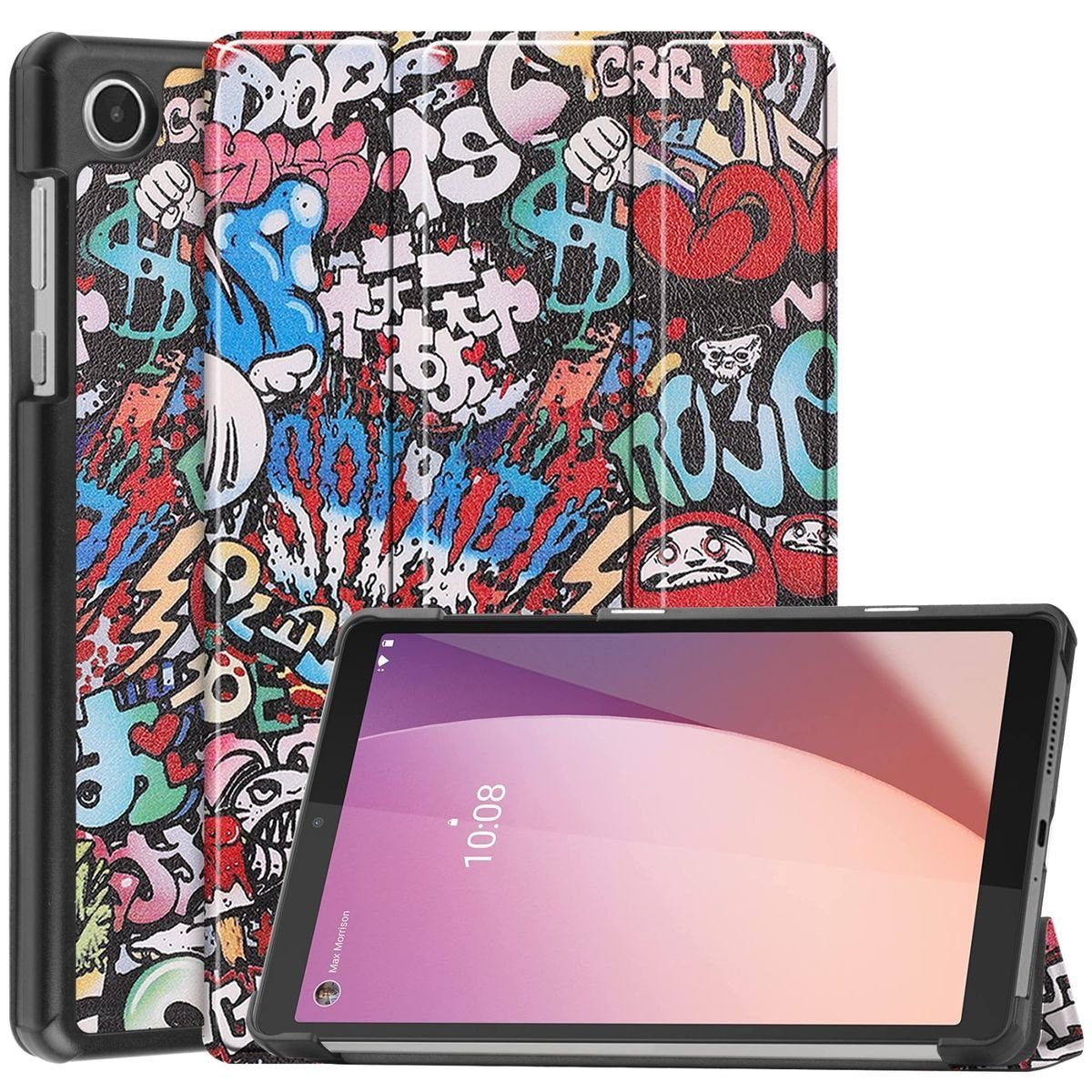 Wigento Tablet-Hülle Für Lenovo Tab M8 4th Gen / TB-300FU 3folt Wake UP Smart Cover Tablet Tasche Etuis Hülle Case Schutz Motiv 1