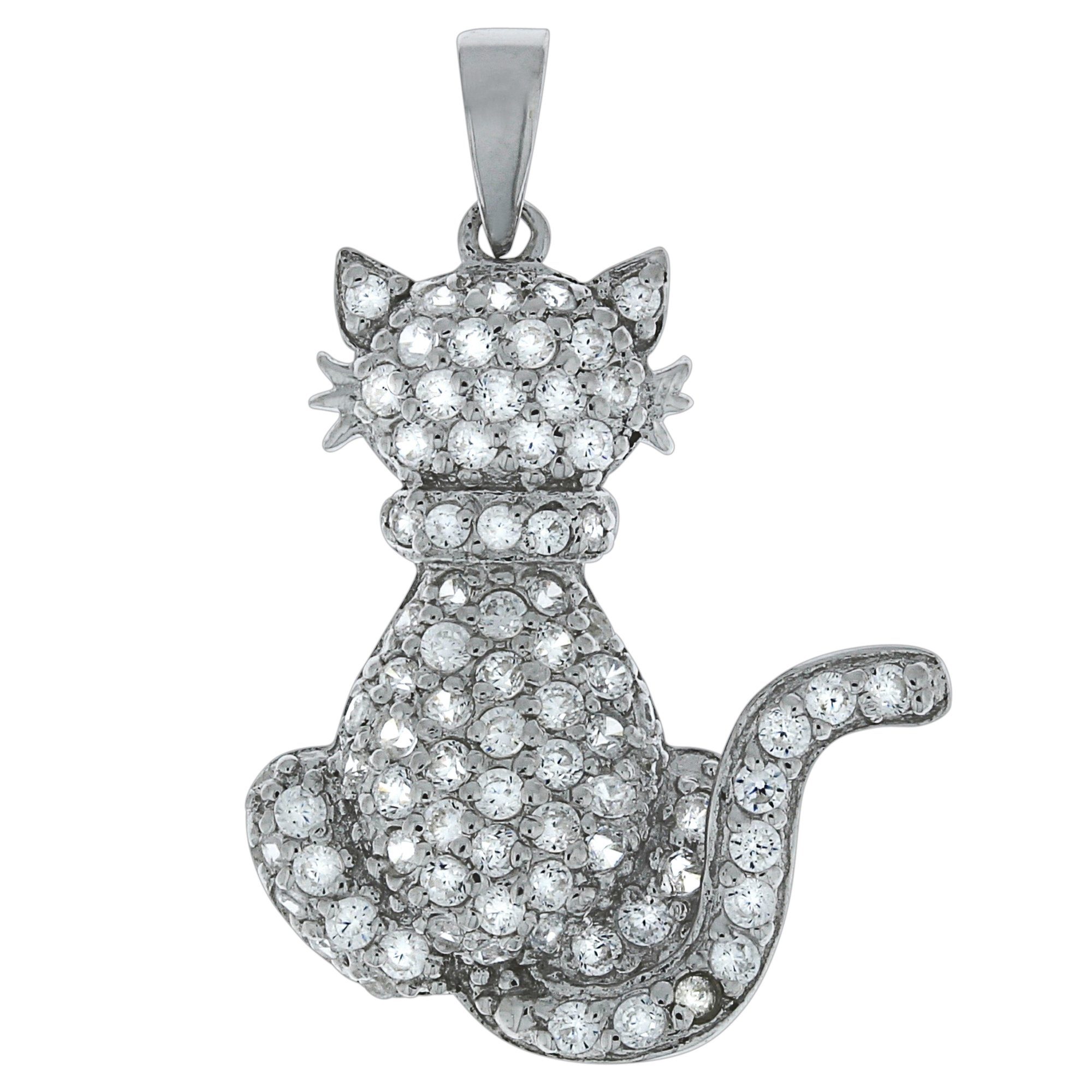 Vivance Kettenanhänger 925 Sterling Silber Katze mit Zirkonia