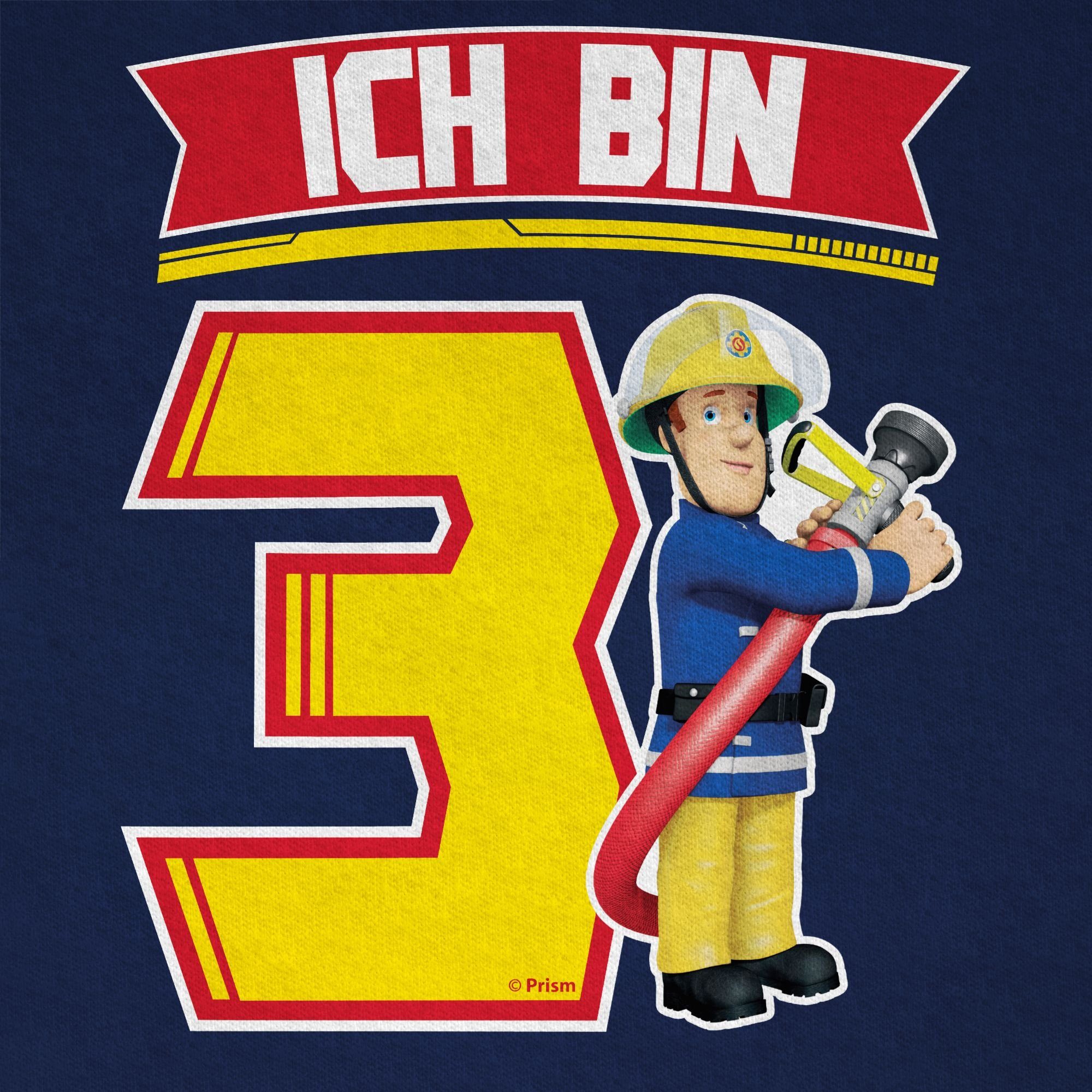 01 Shirtracer Feuerwehrmann Ich Sam Sam 3 bin - Dunkelblau T-Shirt Jungen