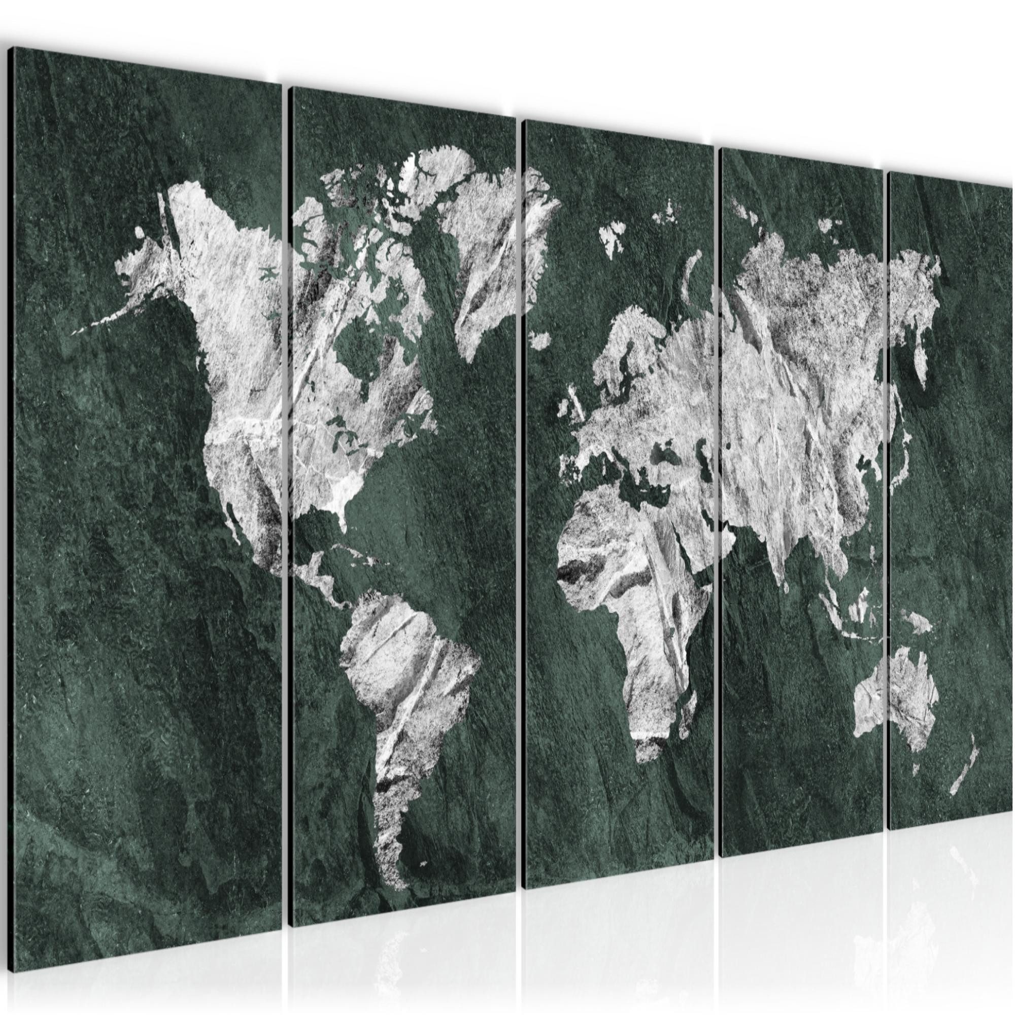 Runa Art Wandbild Bild Weltkarte auf Vlies Leinwand 5 Teilig Wanddekoration Büro 002956c, 150L x 60B cm