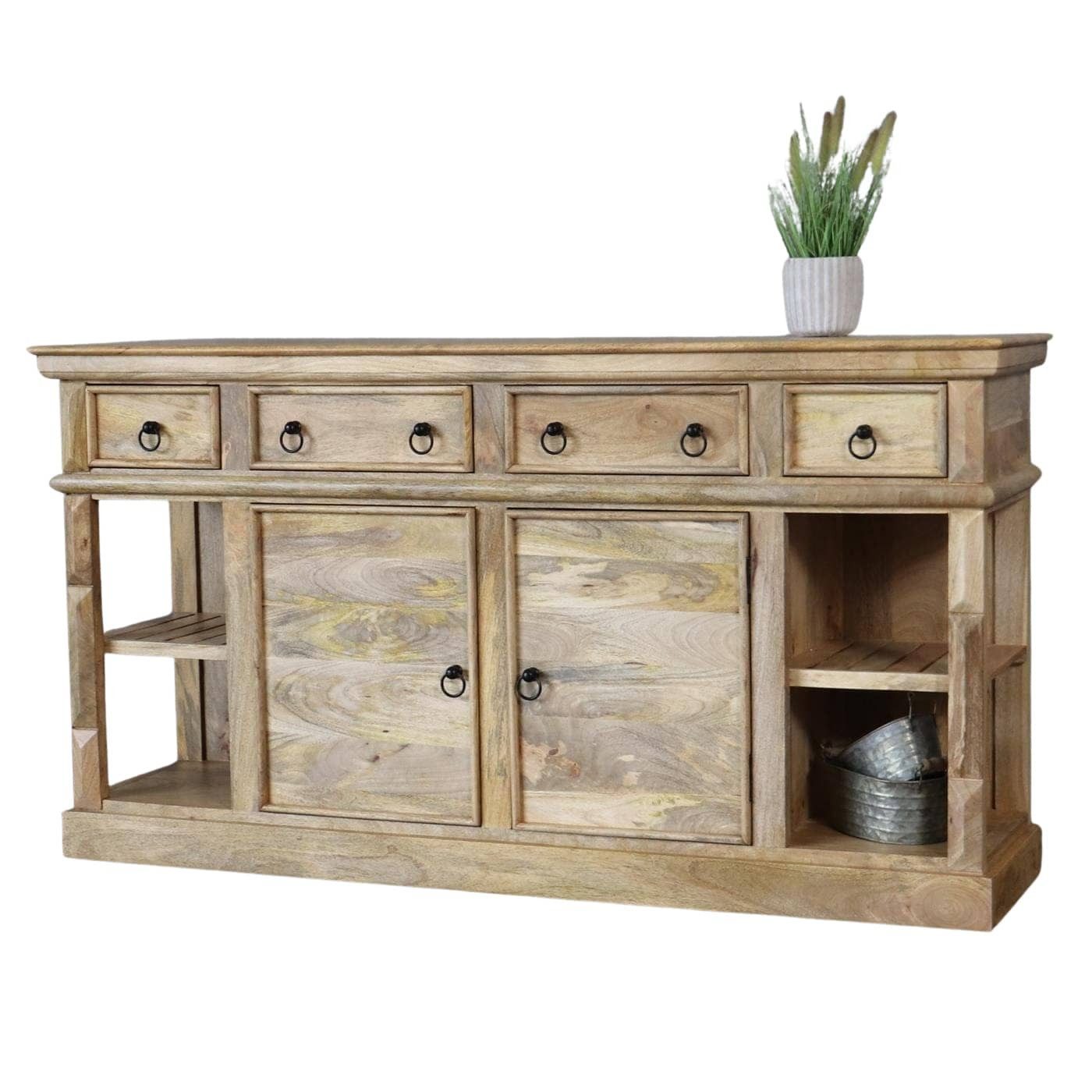 baario Sideboard Sideboard PAZIN rustikal 160cm, Anrichte XXL massiv Mangoholz Vintage Landhaus