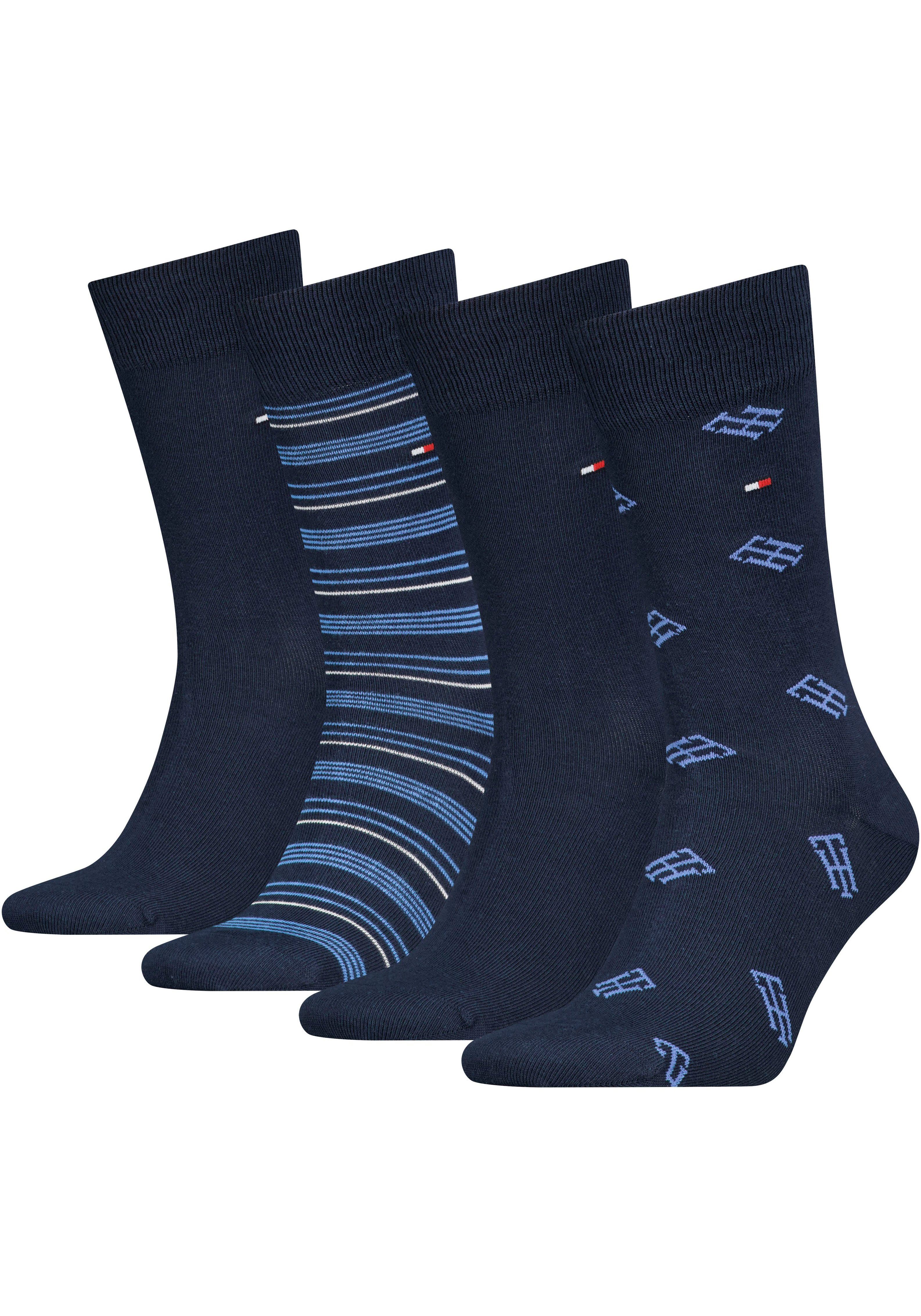 Tommy Hilfiger Socken mit navy (4-Paar) Monogram-Design