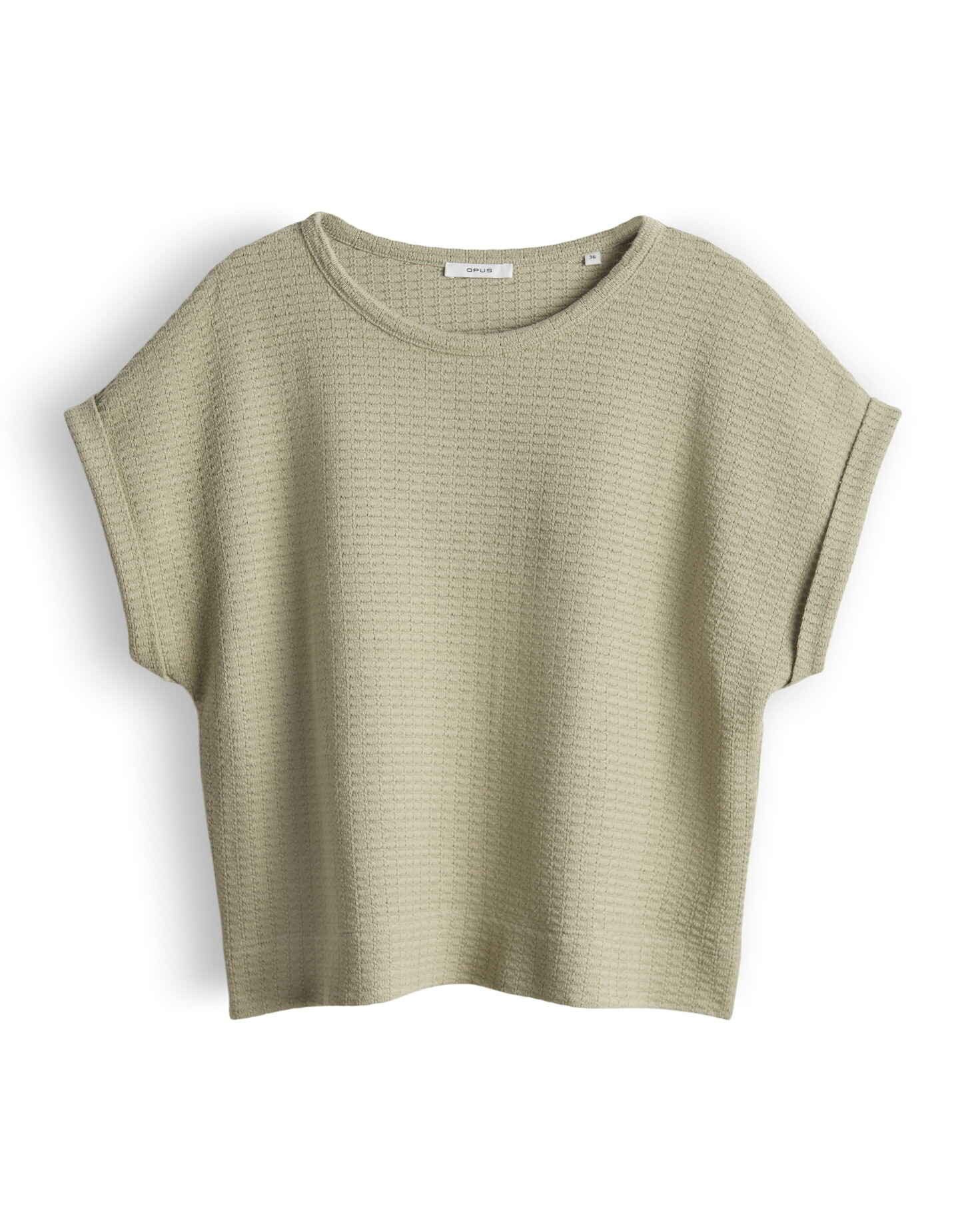 OPUS Shirttop Sishell aus Jersey mit Wabenstruktur Aufschlag am Ärmel, leichte Transparenz, weicher Griff, Casual