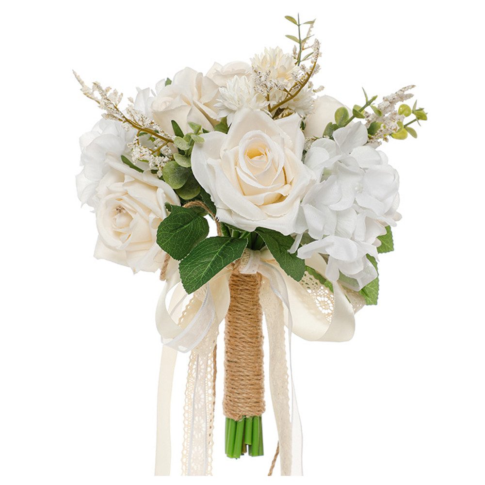 Kunstblumenstrauß Brautsträuße, künstliche Rosen, Handgefertigt, Romantisch, Agger, für Braut, Brautjungfer, Blumenstrauß
