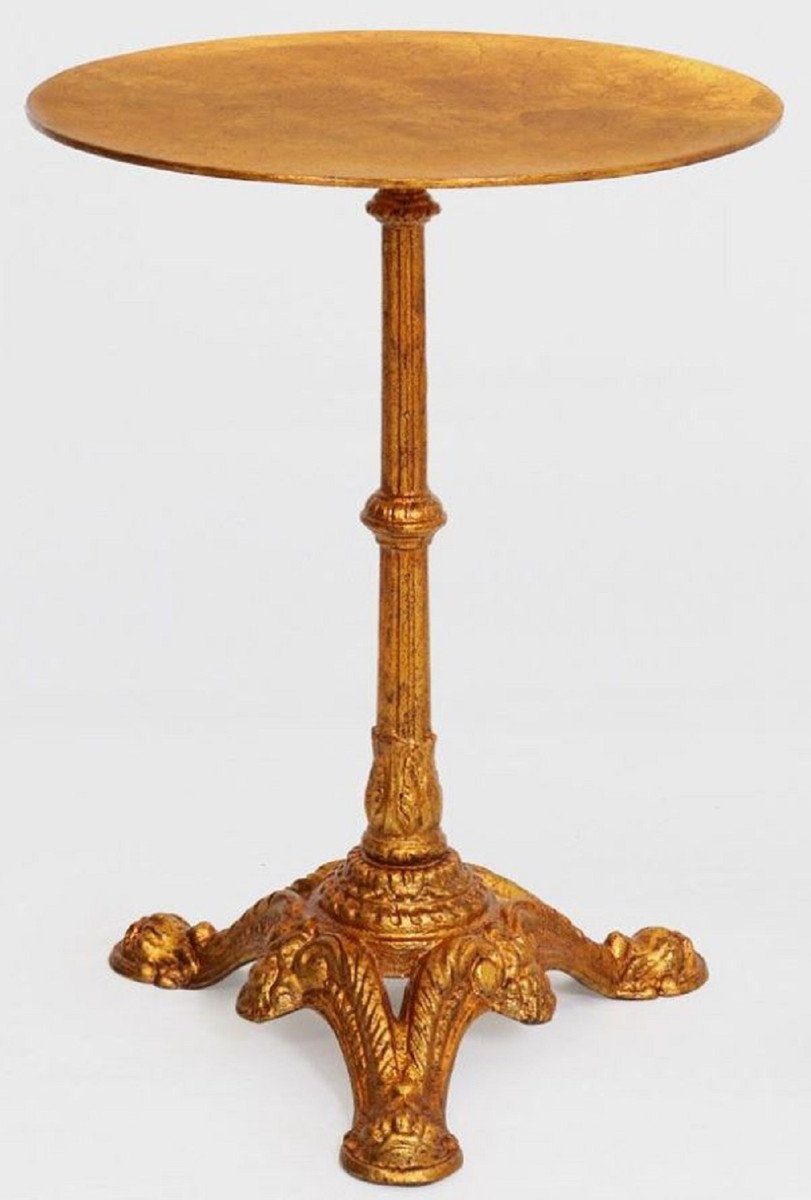 Casa Padrino Beistelltisch Luxus Barock Beistelltisch Antik Gold Ø 50 x H. 66 cm - Runder Massivholz Tisch - Barock Möbel