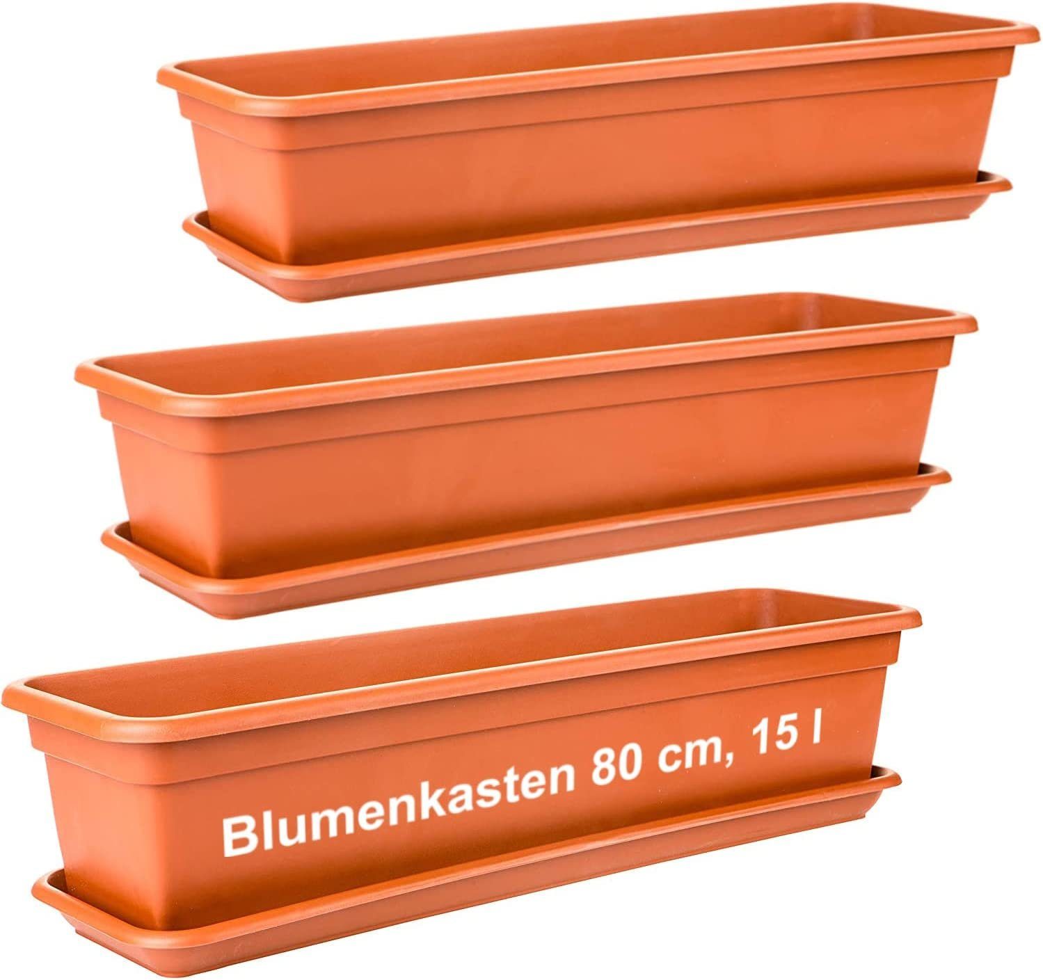 Centi Blumenkasten Balkonkasten mit Untersetzer, Balkon Fensterbank
