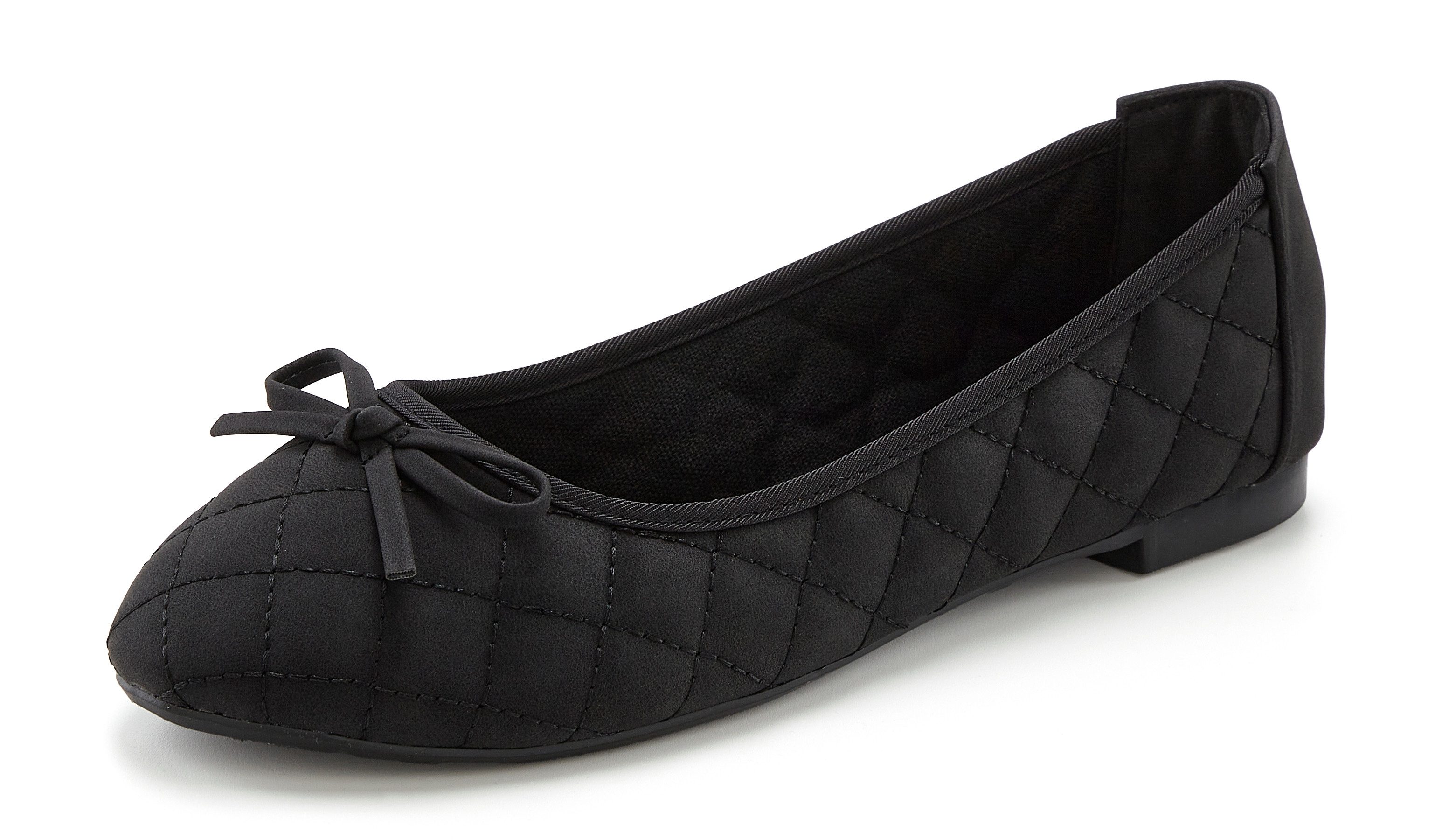 LASCANA Slipper, Schlüpfschuh Ballerina mit Schleifenapplikation VEGAN günstig online kaufen