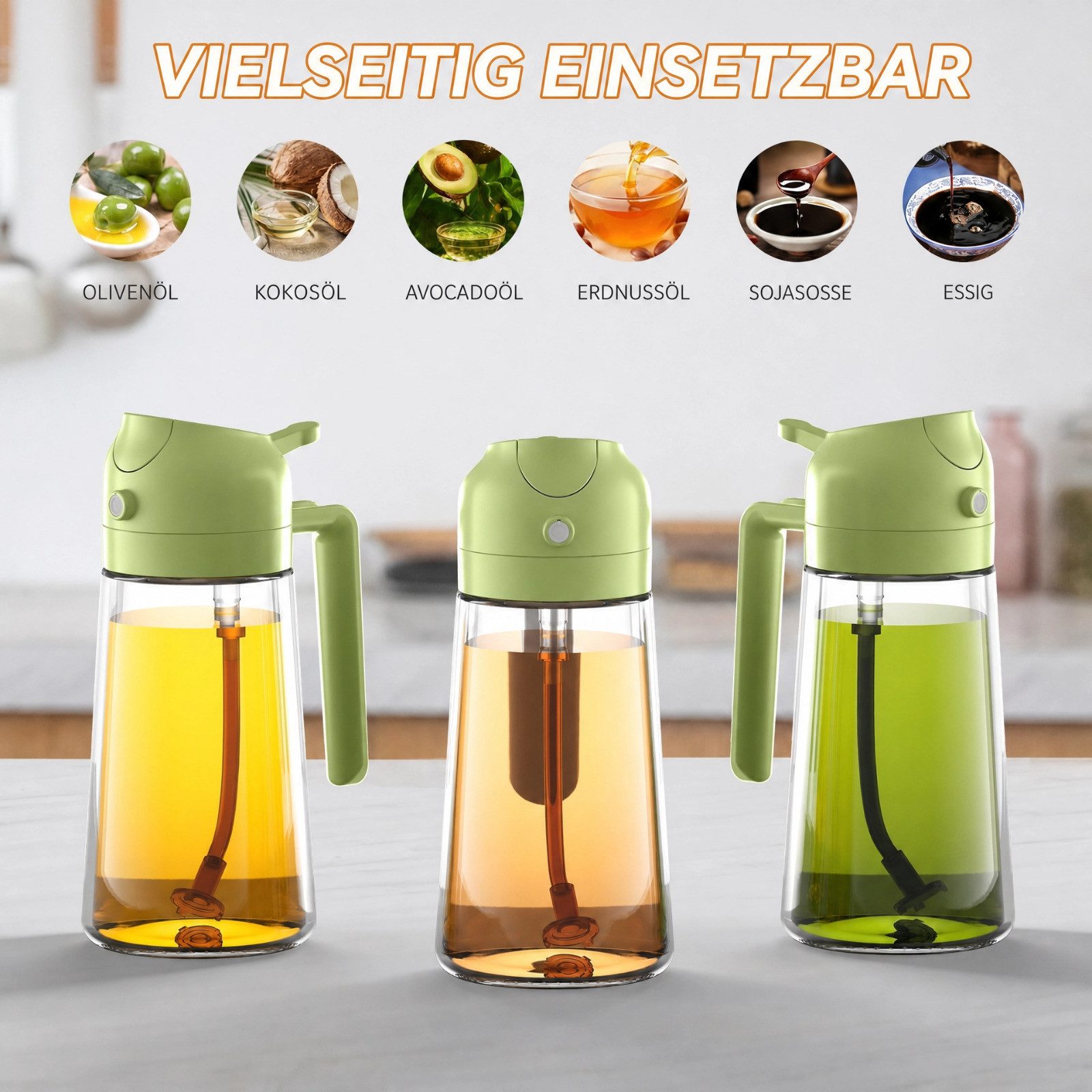 WS-Trend Ölspender 2-in-1-Ölspender und Ölsprüher Ölspenderflasche für Küchenspray, (1-tlg), 470 ml – Bild 3 von 5