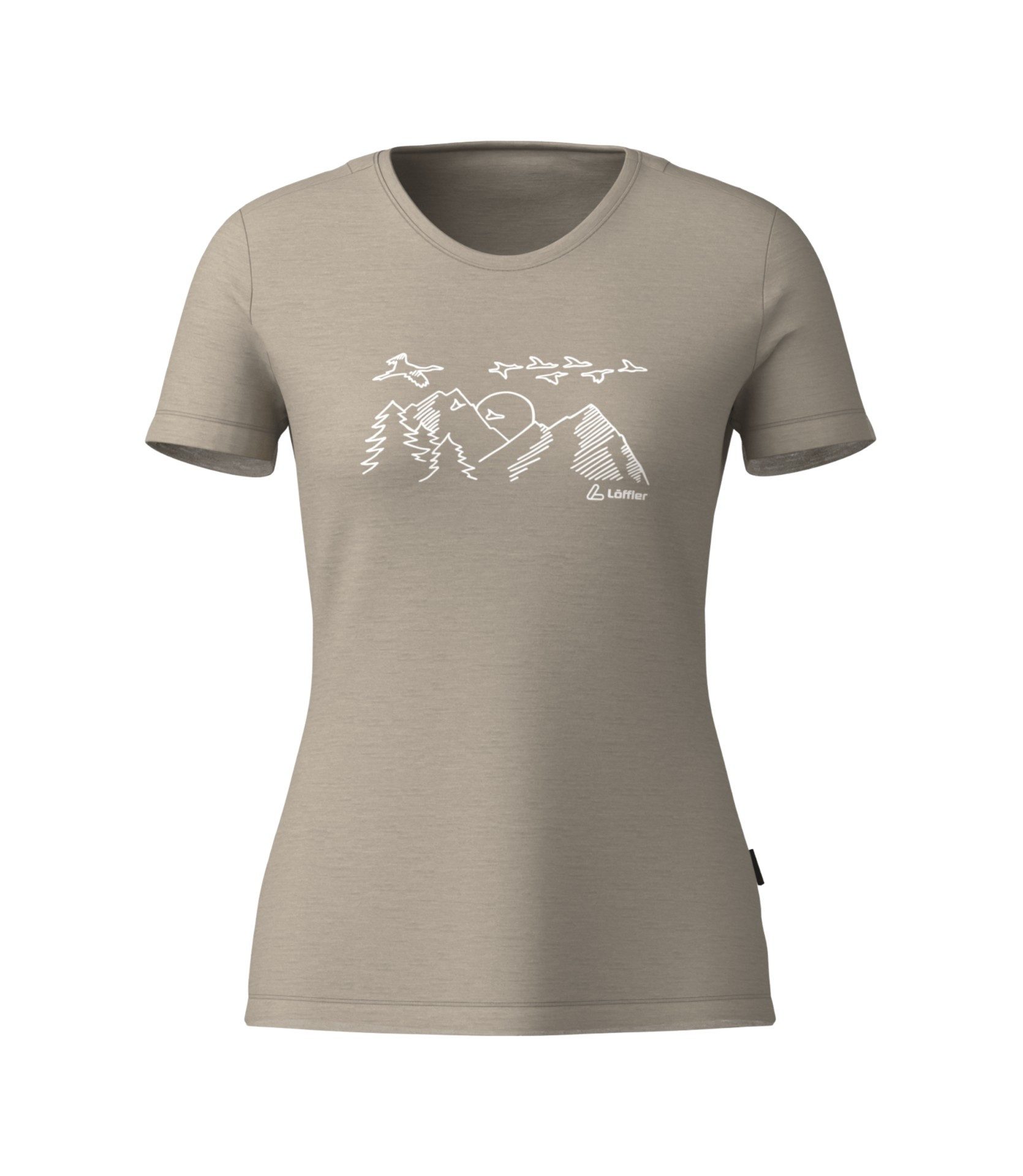 Löffler T-Shirt Wander-/Freizeit Printshirt Sunset Merino-Tencel beige Damen