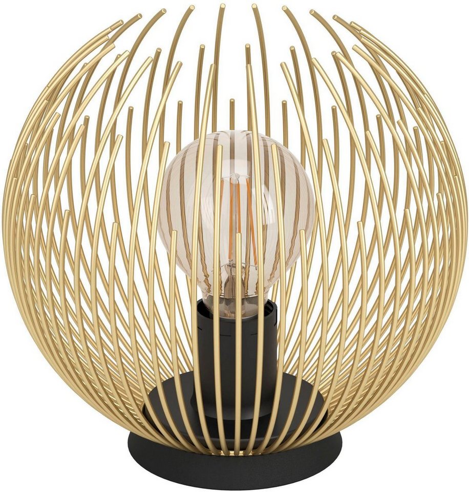 EGLO Tischleuchte VENEZUELA, Leuchtmittel wechselbar, ohne Leuchtmittel,  Nachttischlampe, Tischlampe, in Gold und Schwarz, E27, Ø 23,5 cm