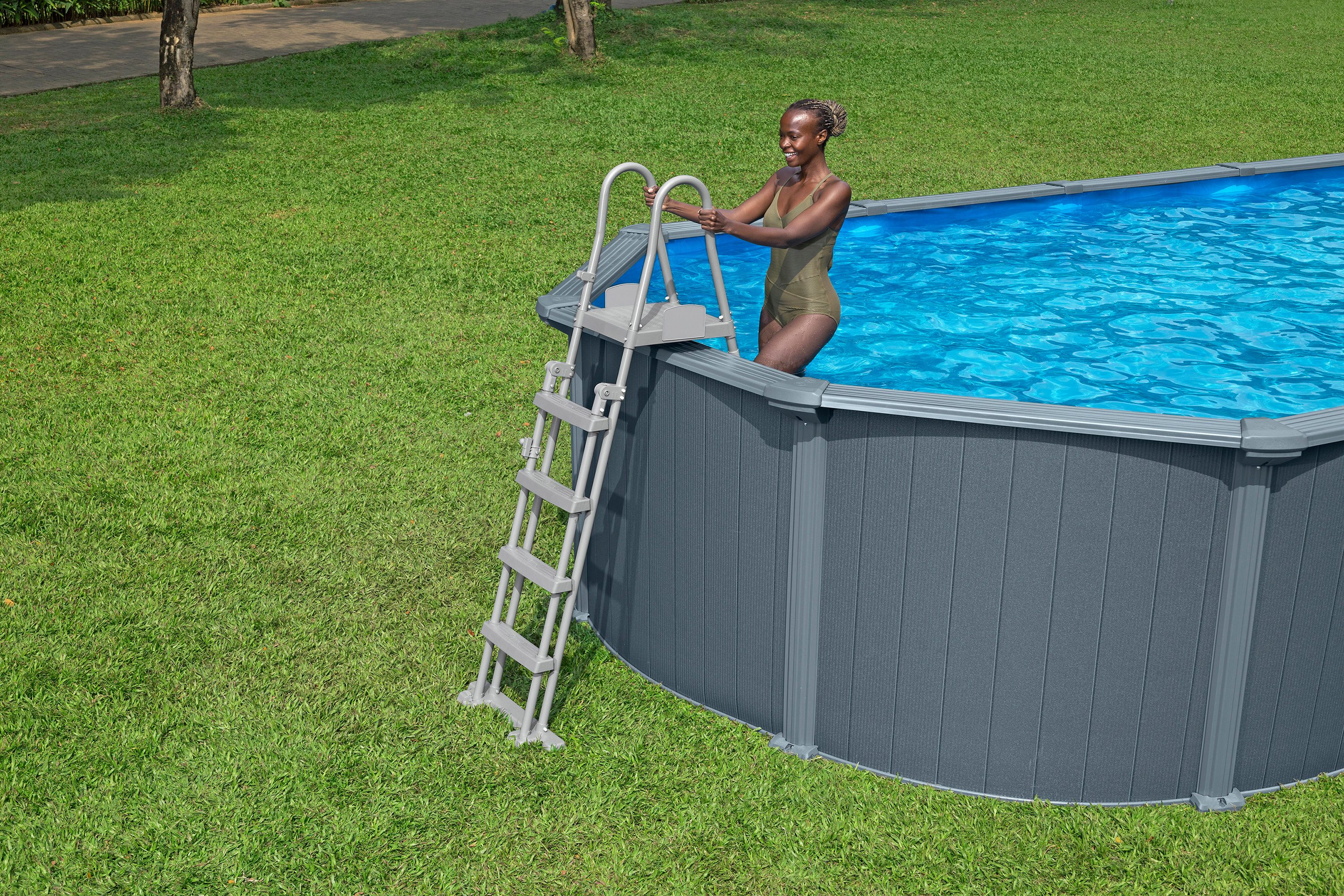 Bestway Pool Hydrium (Set, Inkl. Sandfilteranlage, Sicherheitsleiter, Abdeckplane, Bodenplane), 732 x 366 x 132 cm
