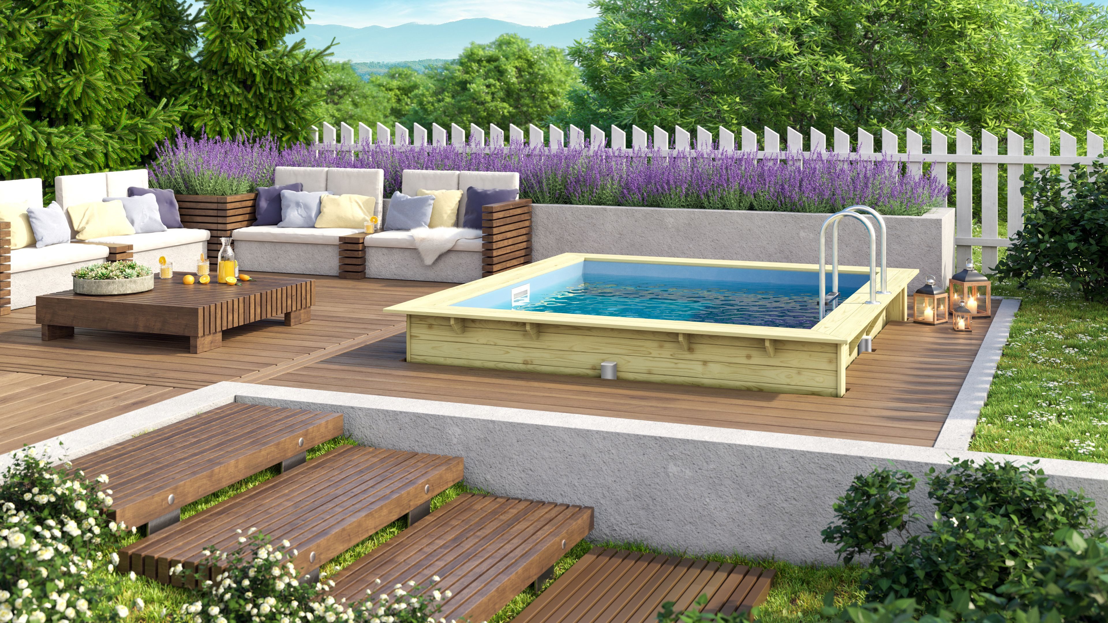Karibu Pool Massivholzpool kdi Schwimmbecken Gartenpool, Massivholz, witterungsbeständig, wetterfest