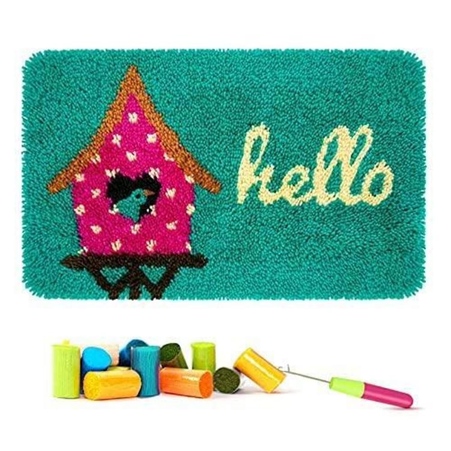 LuxusKollektion Kreativset Knüpfteppich Set Hello 60x40cm