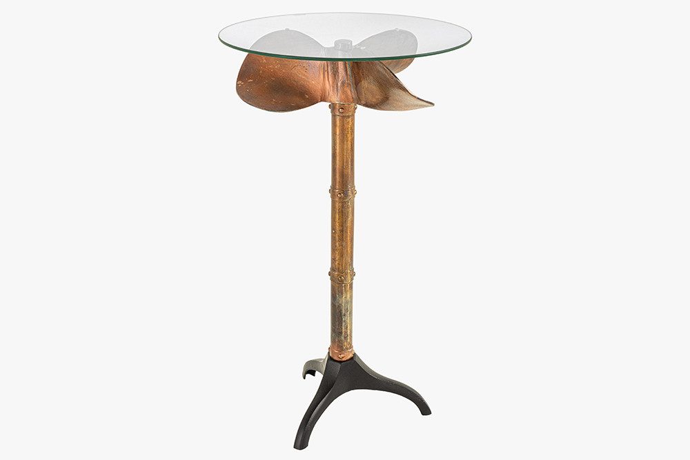 riess-ambiente Stehtisch OCEAN 105cm kupfer geflammt/schwarz - Glas, Metall, maritim, rund (Einzelartikel, 1-St), Bartisch im Schiffsschrauben-Design-ideal f. Hausbar & Feierlichkeiten