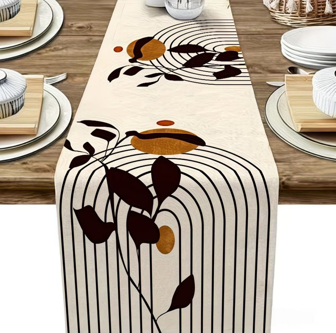 FOUORTUNATE-BEE Tischläufer Tischläufer Blumen Pflanzenmuster waschbar Tischdecke Gartentisch, Waschbarer Tischläufer mit Blumenmotiv für Garten, Balkon und Feiern
