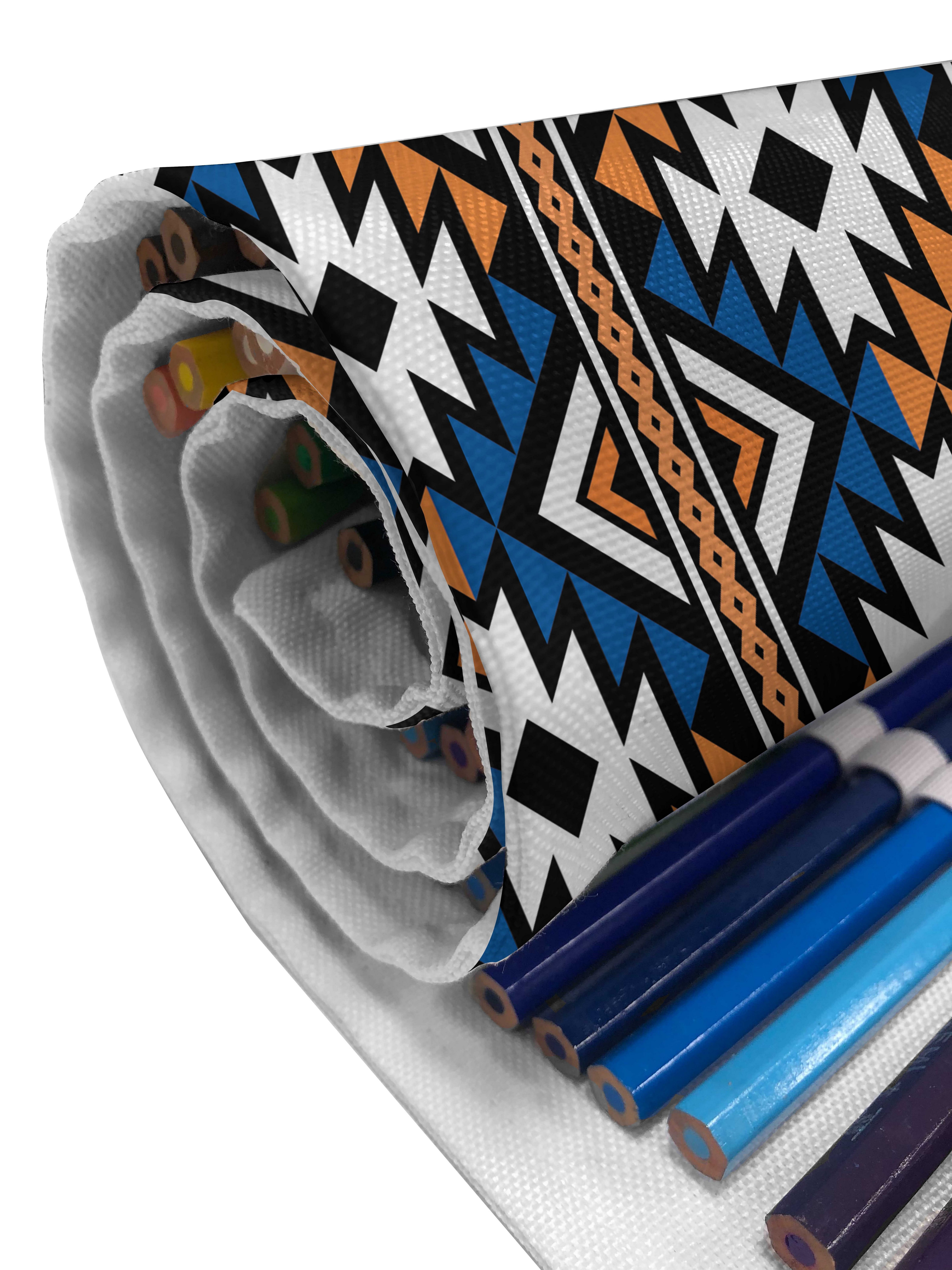 Stiftablage Blau Muster und Orange langlebig Organizer, und Segeltuch Federmäppchen Boho tragbar geometrische Abakuhaus Weiß